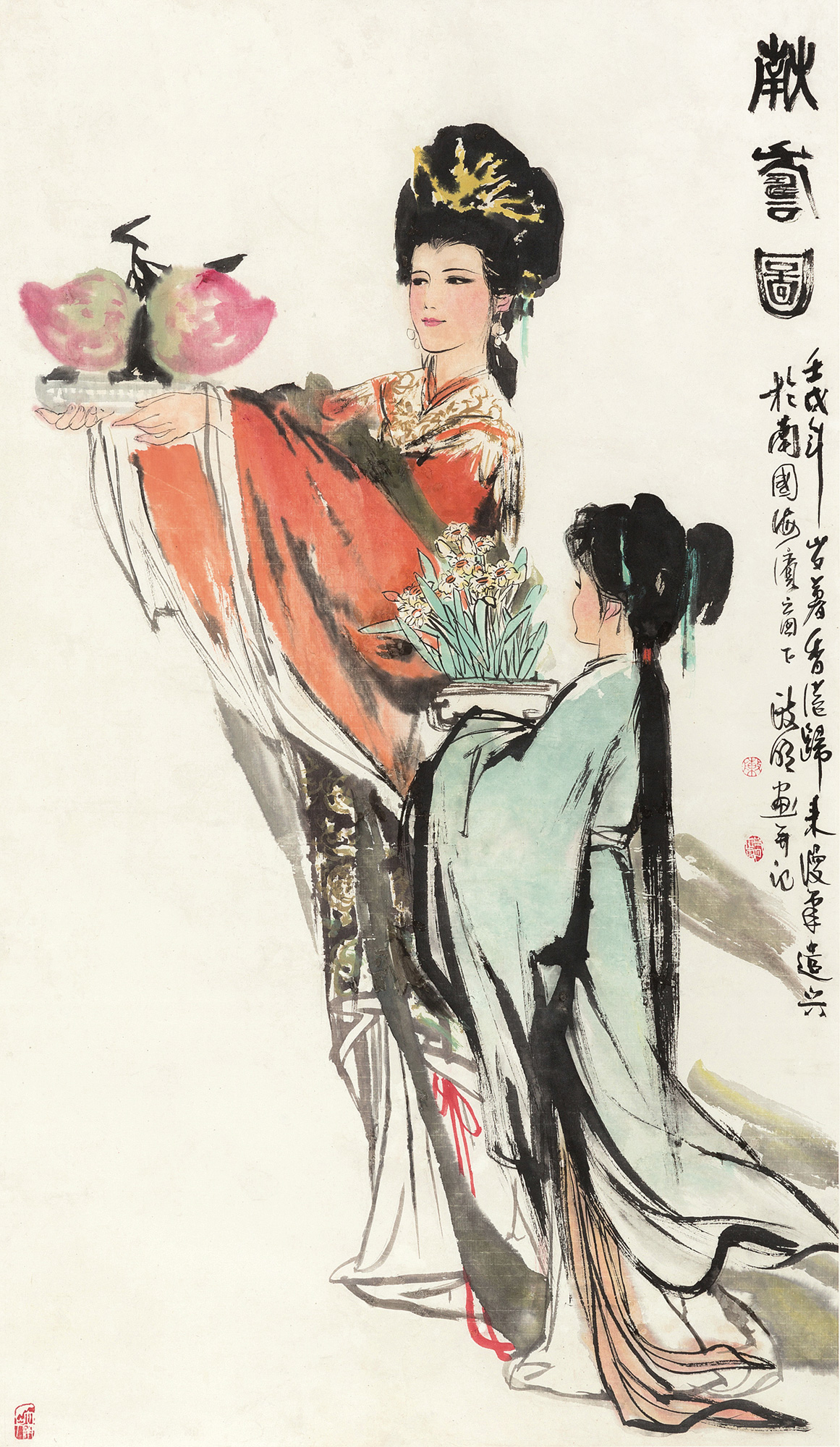 0581壬戌1982年作献寿图立轴纸本
