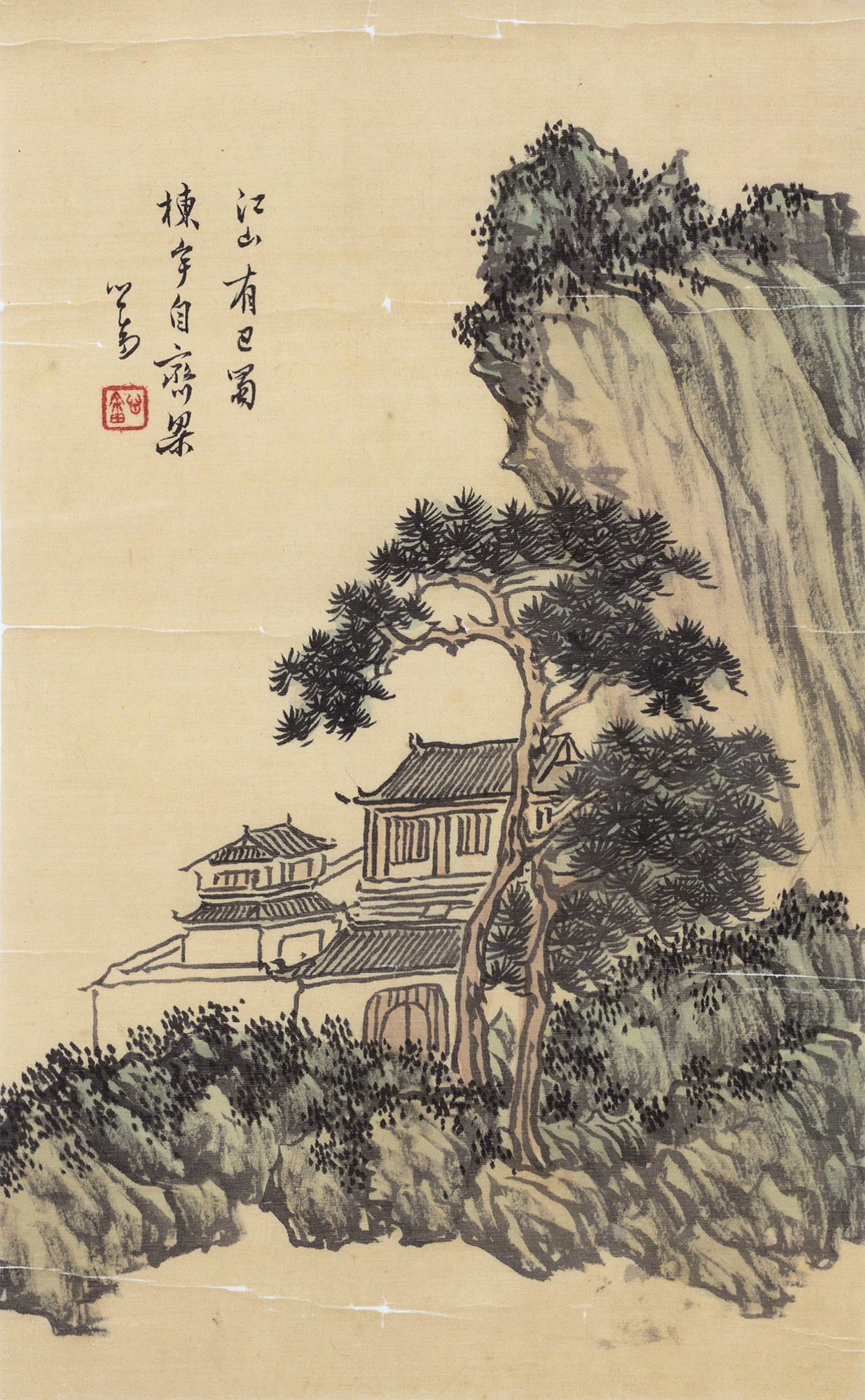 0628萧山古寺镜心绢本