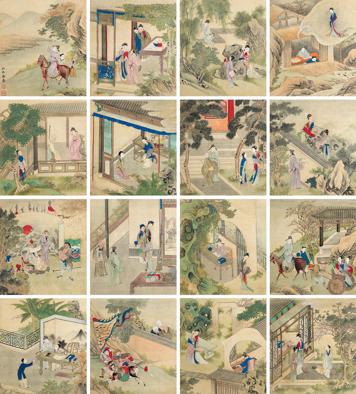 1137西厢记十六帧八屏纸本