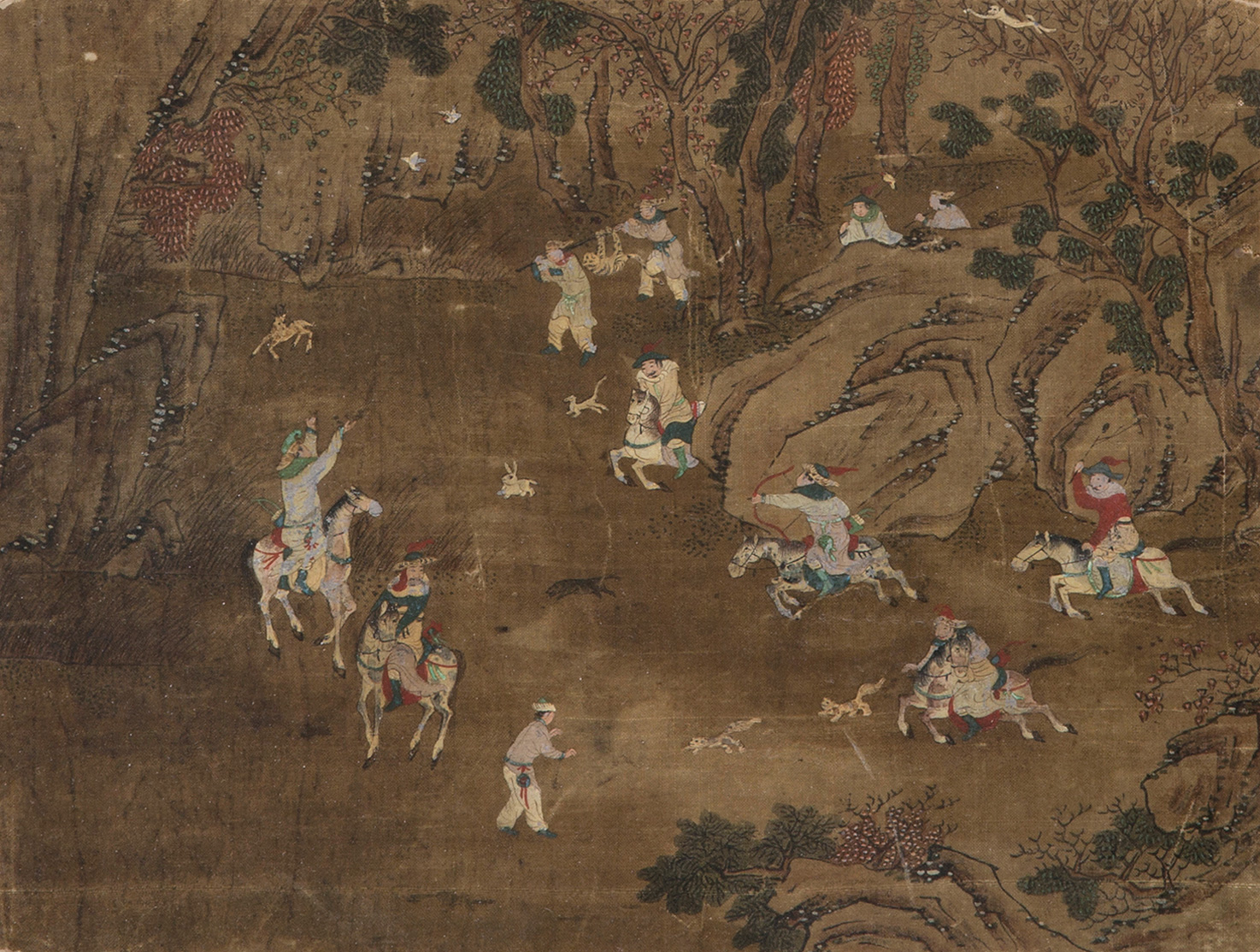 1666狩猎图镜心绢本