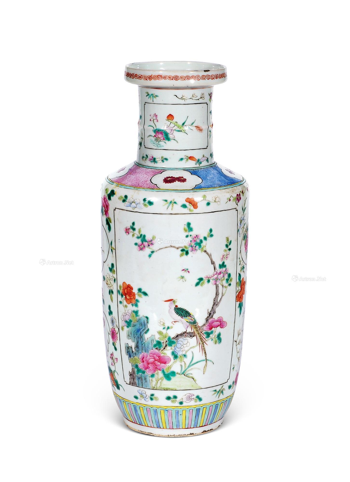 【清 粉彩花鸟棒槌瓶】拍卖品_图片_价格_鉴赏_清代粉彩瓷器_雅昌艺术