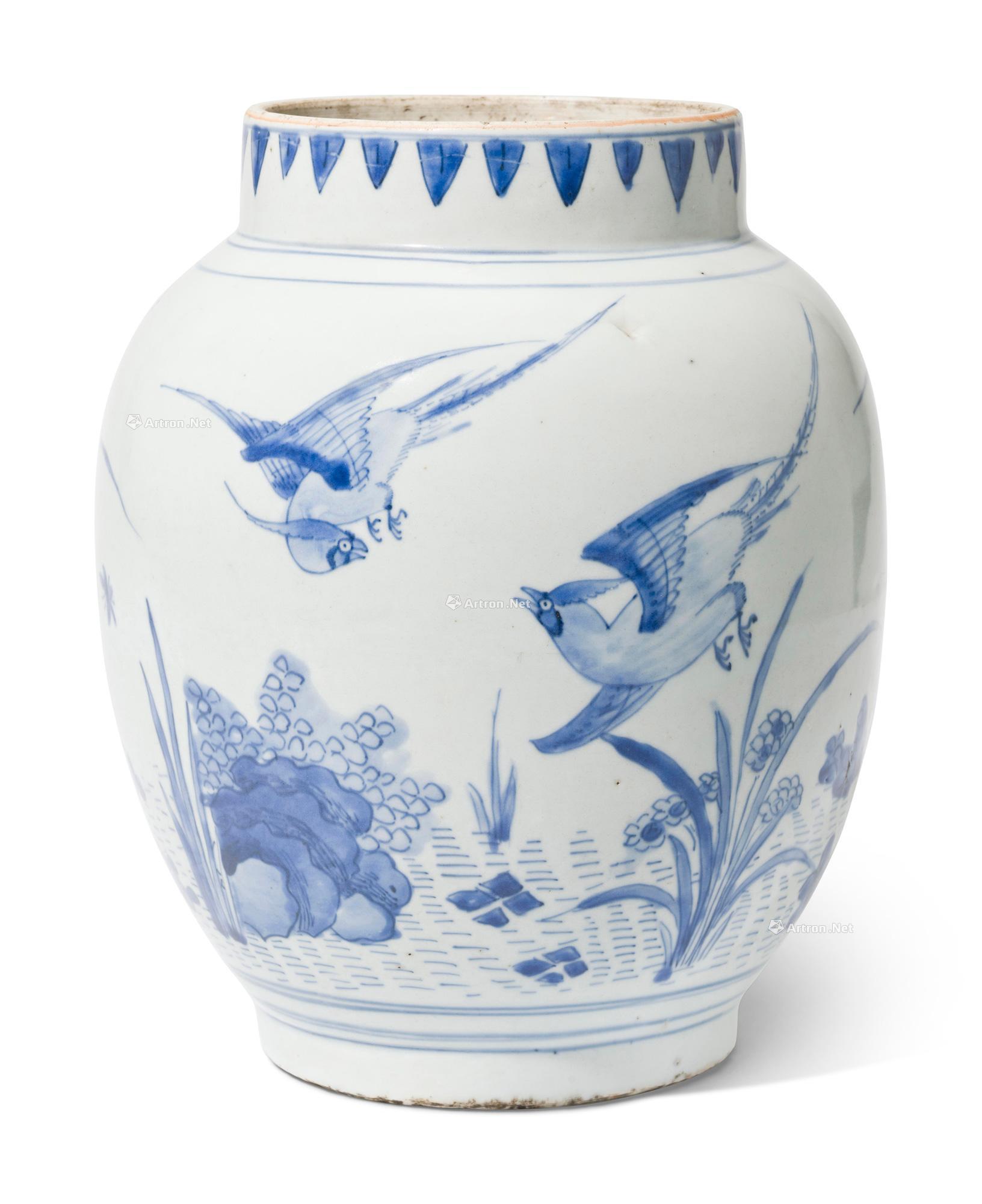 【明末清初 青花花鸟图罐】拍卖品_图片_价格_鉴赏_明代青花瓷器_雅昌