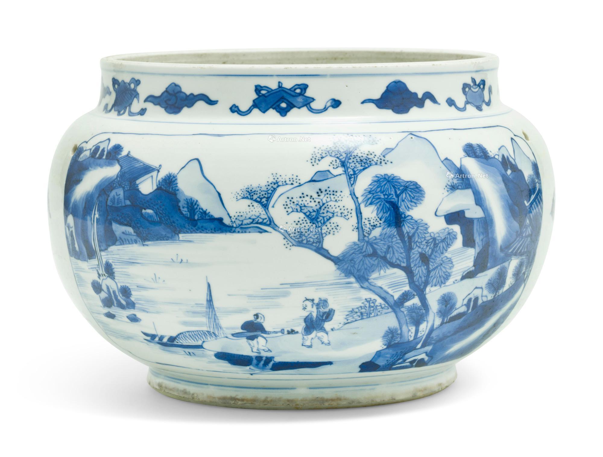 【清康熙 青花山水图罐】拍卖品_图片_价格_鉴赏_清代青花瓷器_雅昌