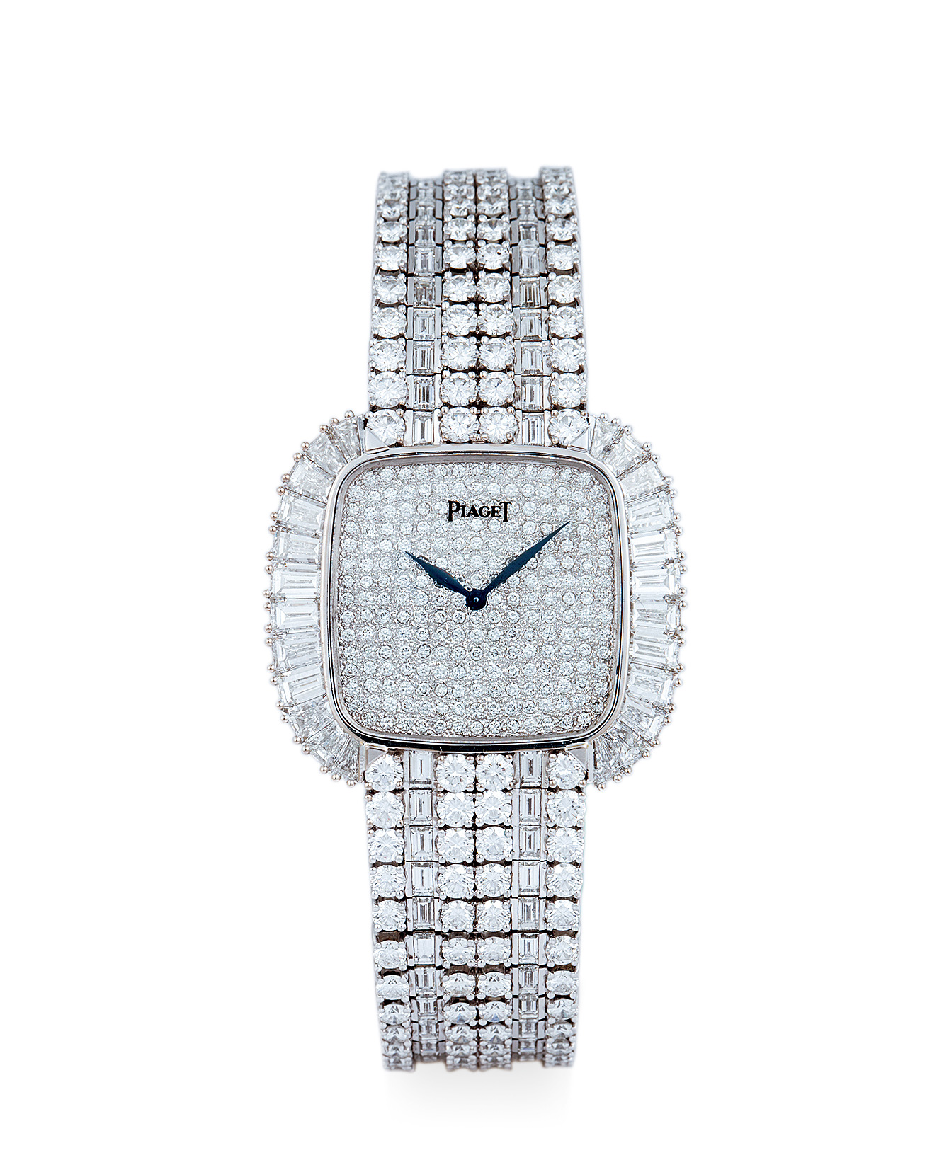 2636 伯爵 精致优雅,白金镶钻石方形女装链带腕表,年份约2000,附原厂