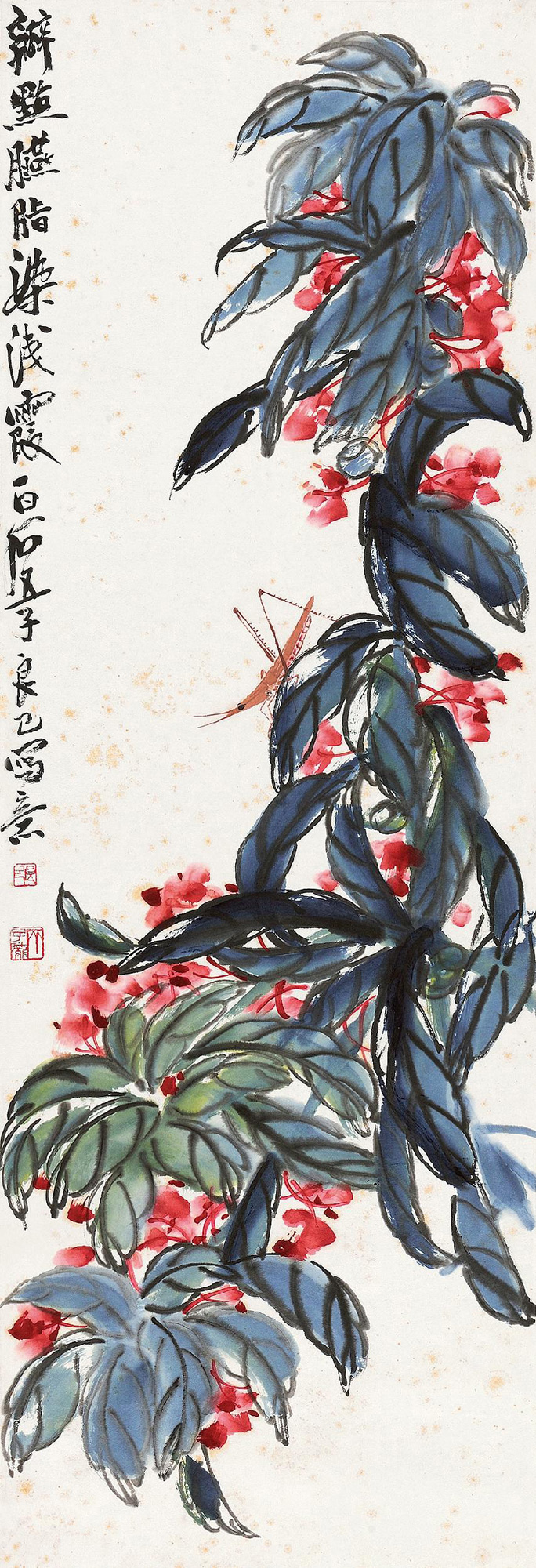 【凤仙花草虫 立轴 设色纸本】拍卖品_图片_价格_鉴赏_绘画_雅昌艺术