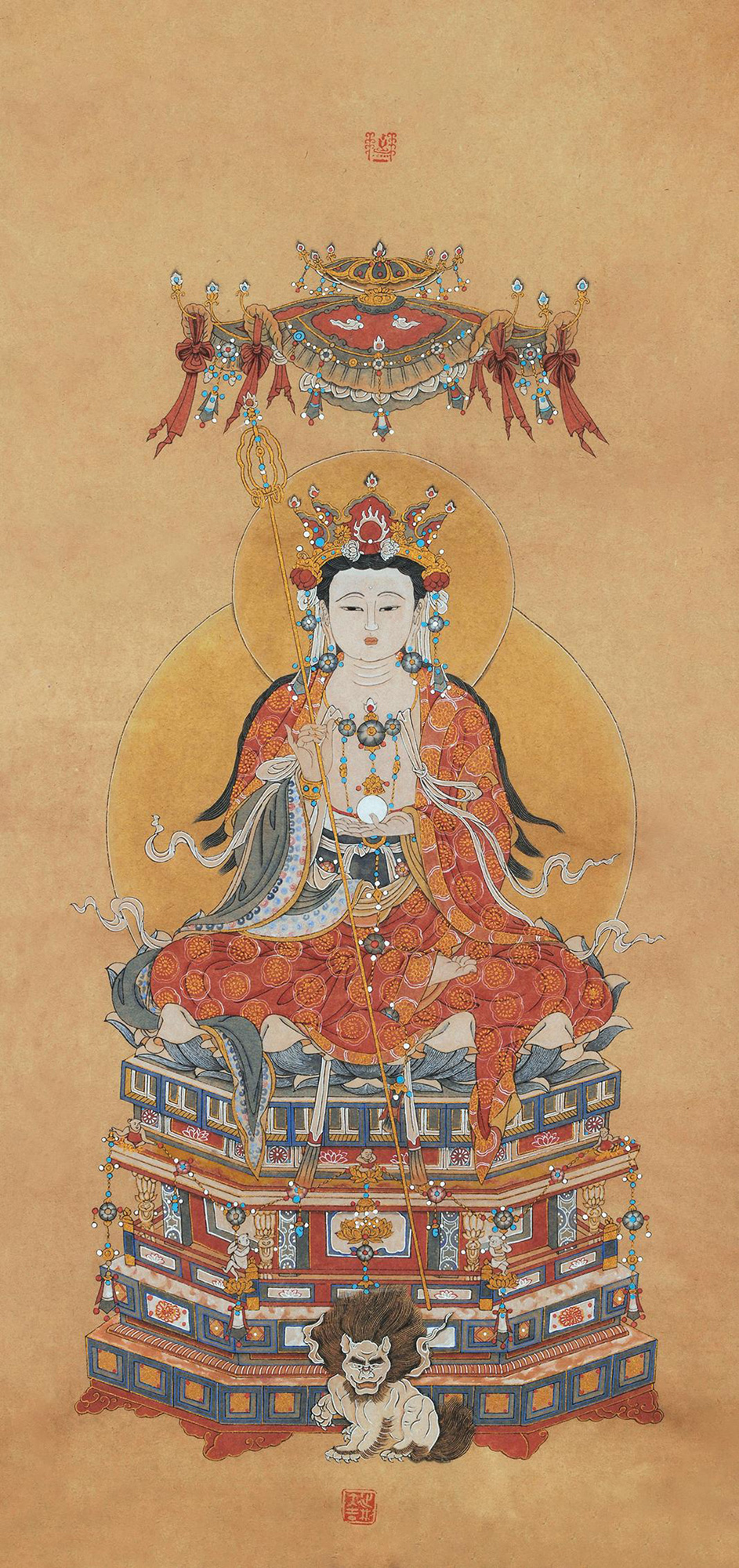 6040地藏菩萨镜心设色纸本