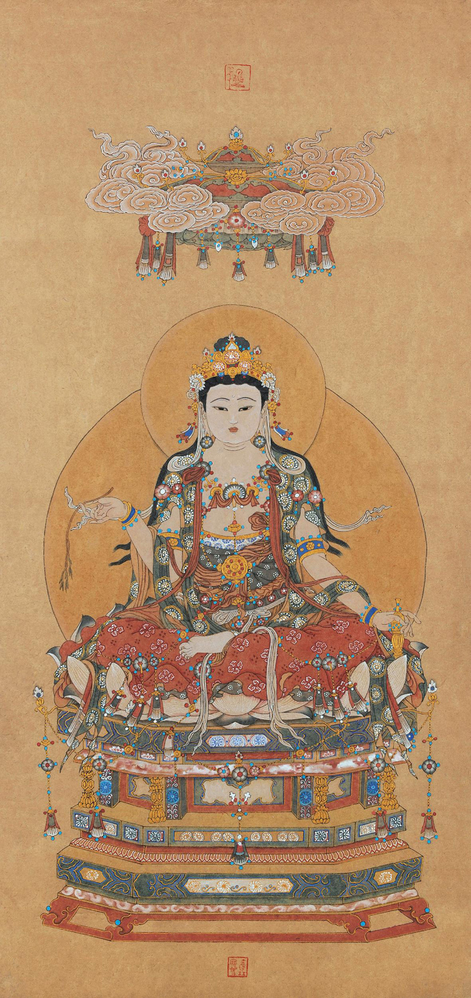 6041观音菩萨镜心设色纸本