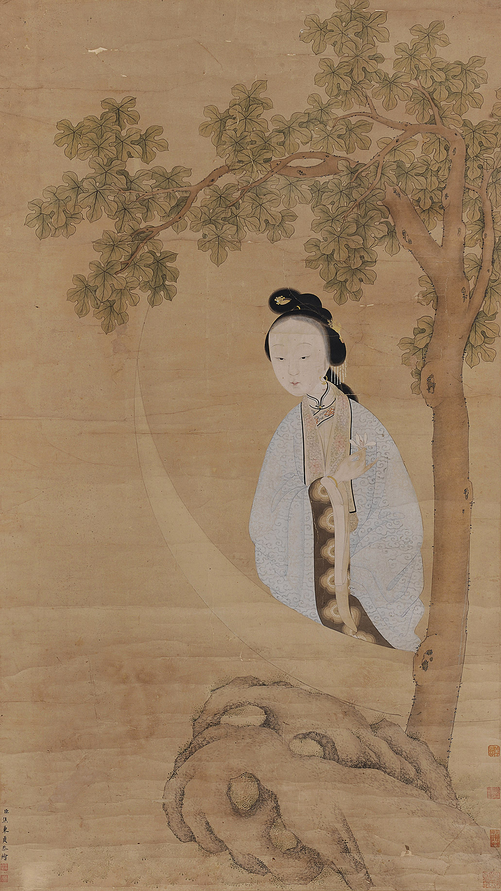5106 桐荫仕女 立轴 设色纸本