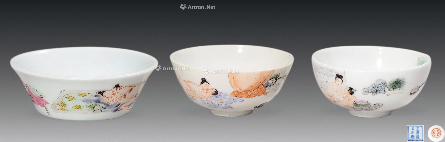 【民国 粉彩春官图小杯 (三只)】拍卖品_图片_价