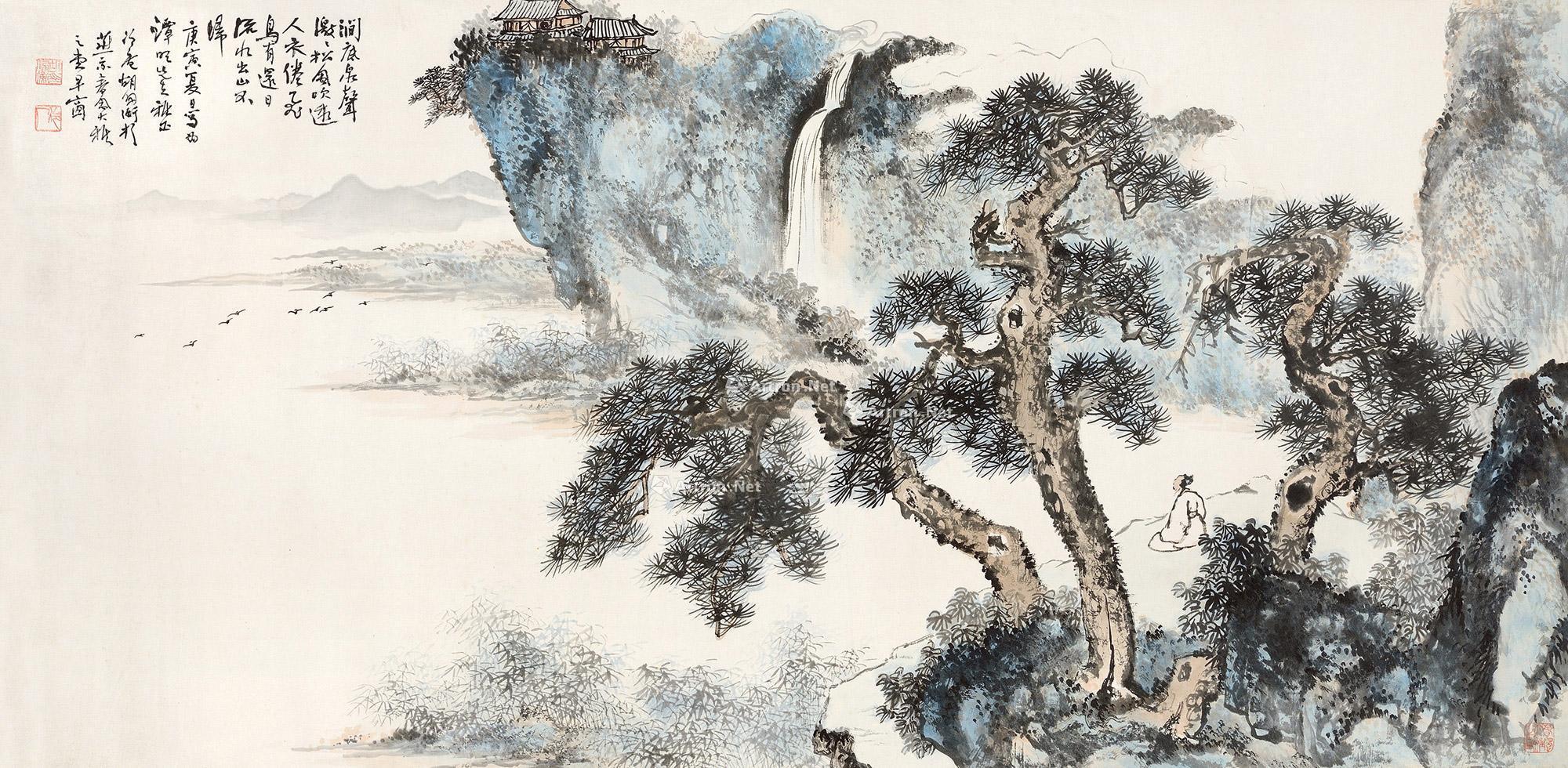 【庚寅(1950年)作 山水 横披 设色纸本】拍卖品_图片_价格_鉴赏_绘画