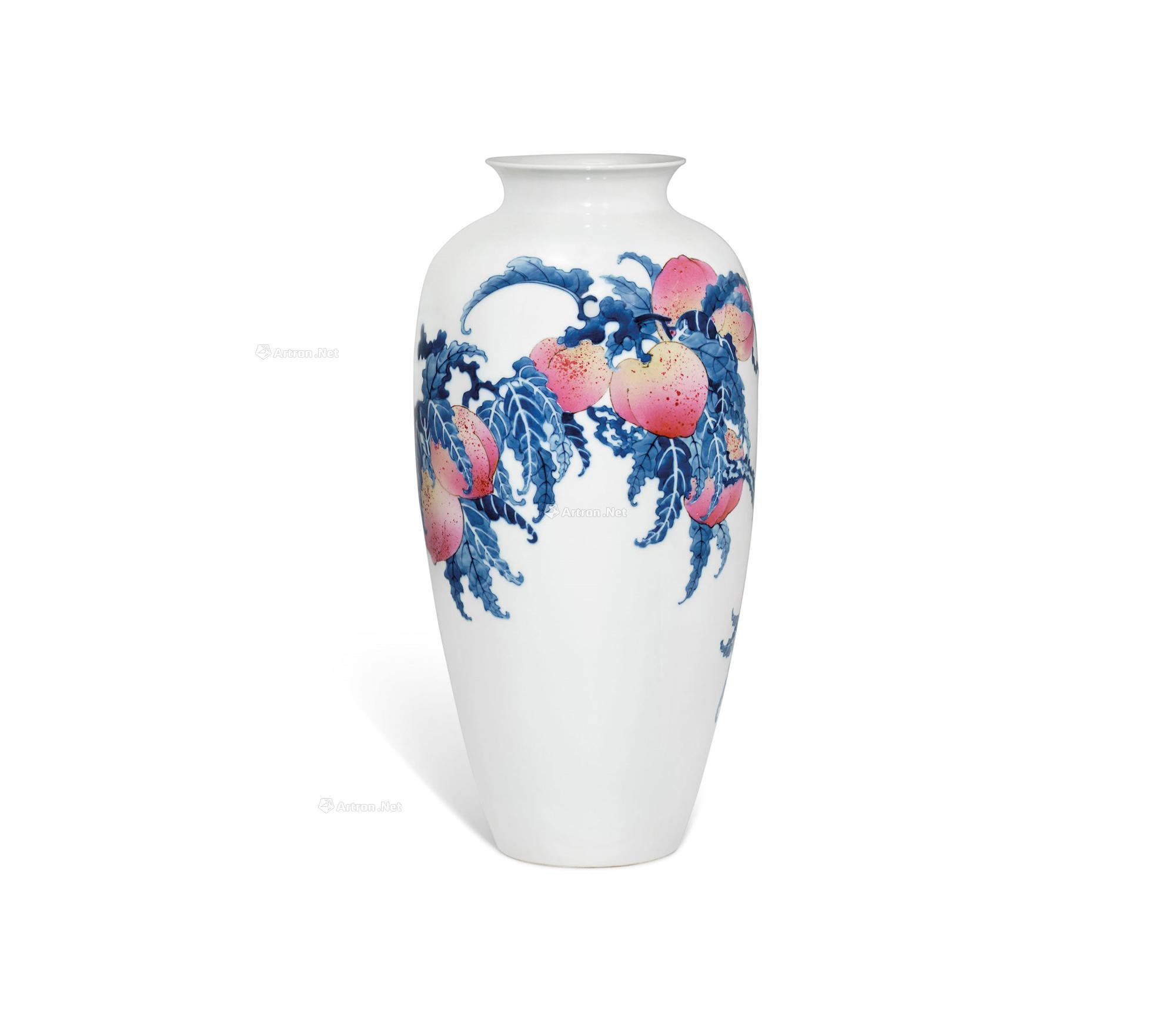 【王步作 青花粉彩九桃瓶】拍卖品_图片_价格_鉴赏_清代粉彩瓷器_雅昌