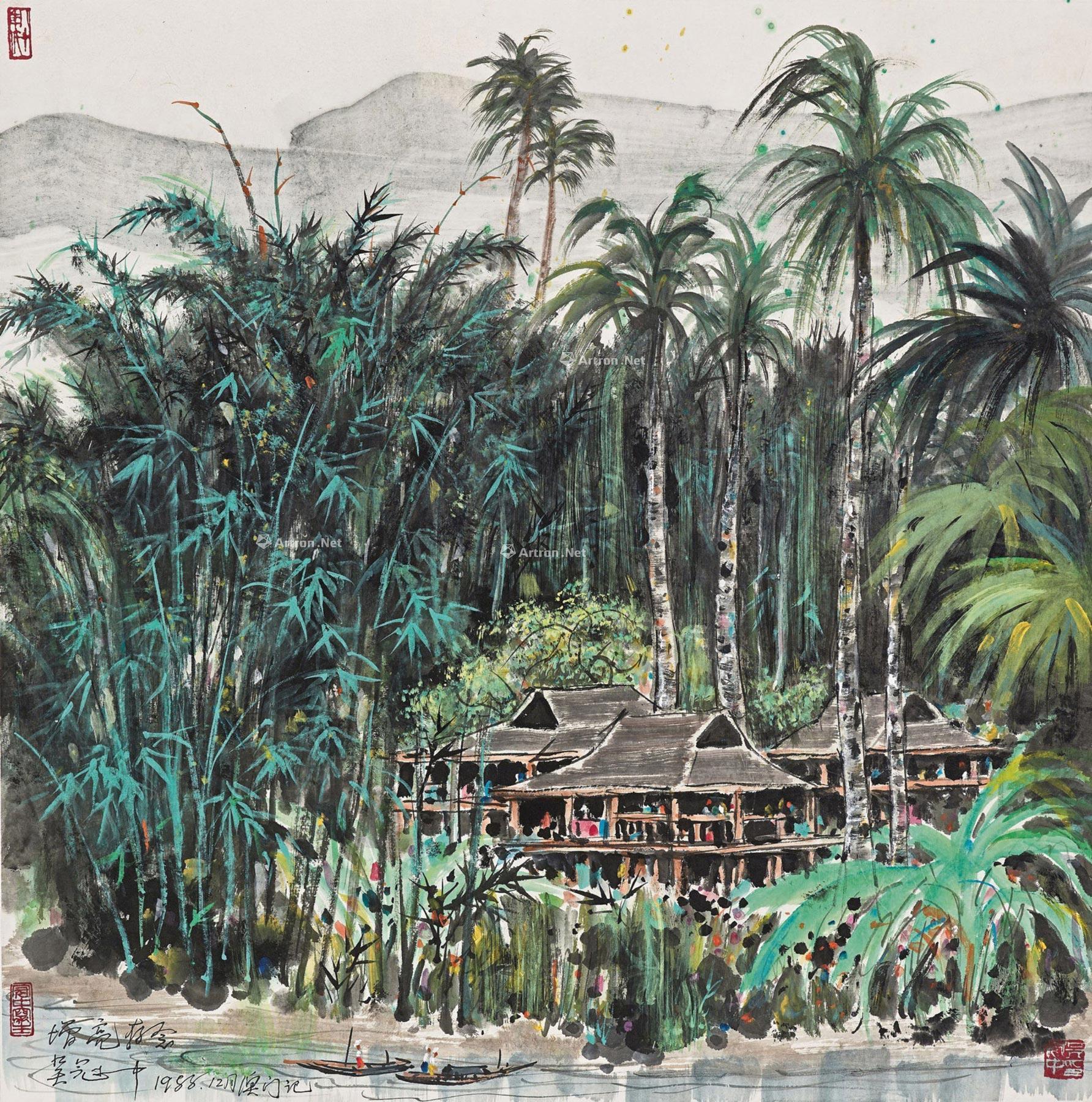 傣族风景绘画图片图片