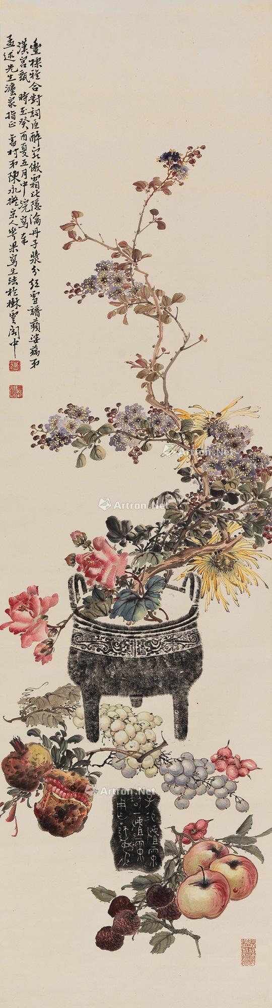 【1933年作 清供图 立轴 设色纸本】拍卖品_图片_价格_鉴赏_绘画_雅昌艺术品拍卖网
