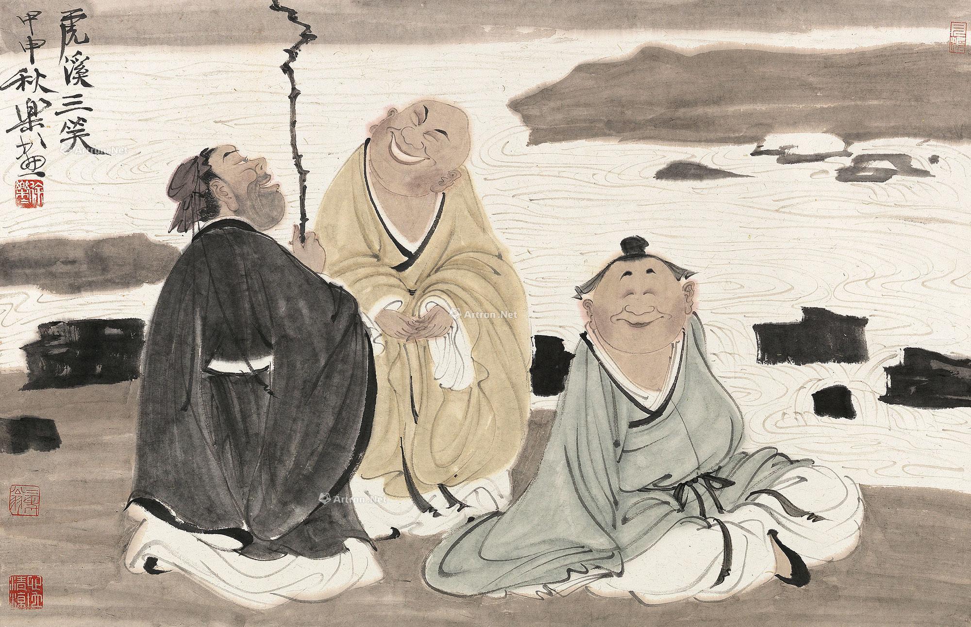 24682004年作虎溪三笑图镜心设色纸本