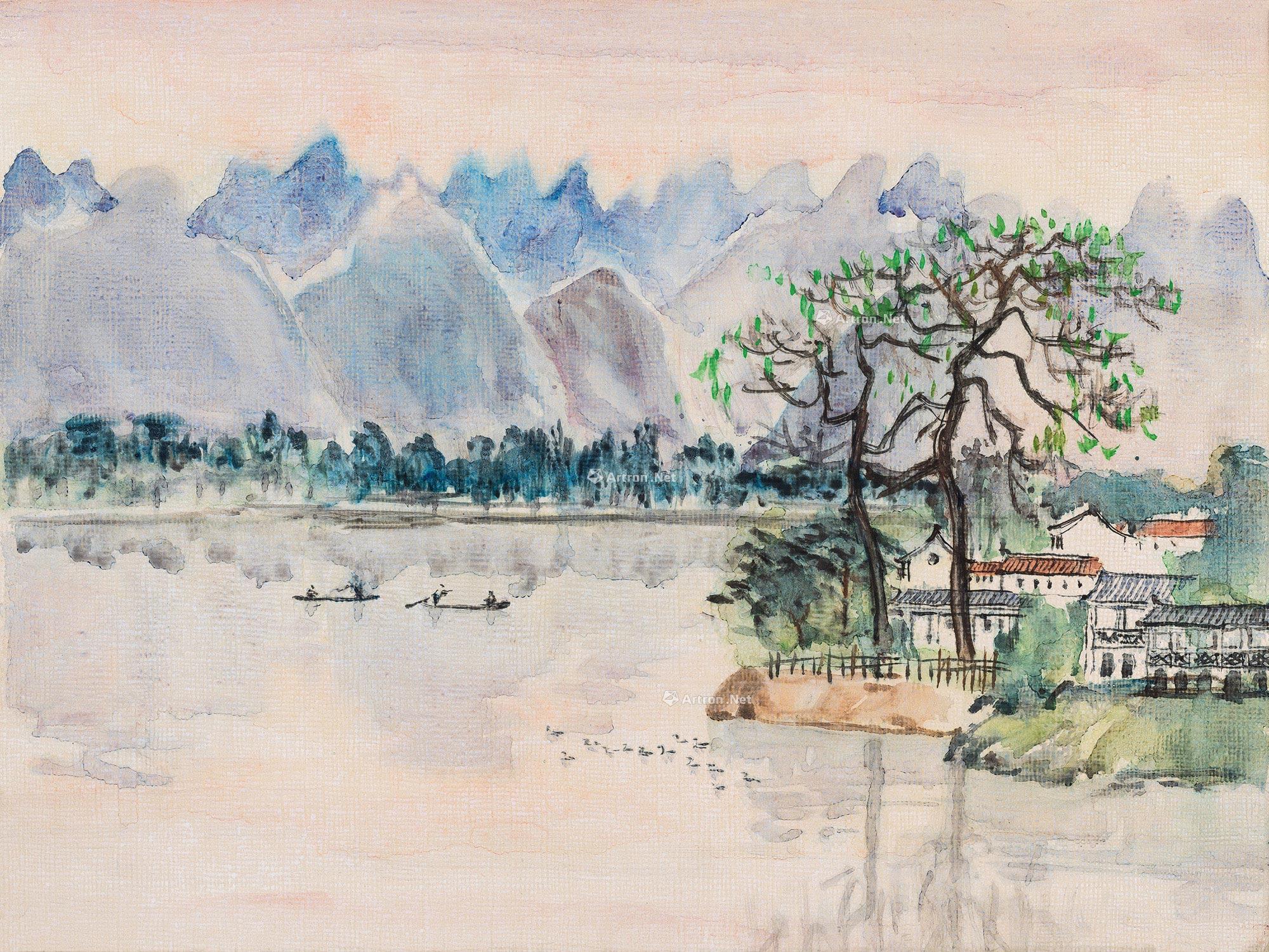 双桂湖画图片