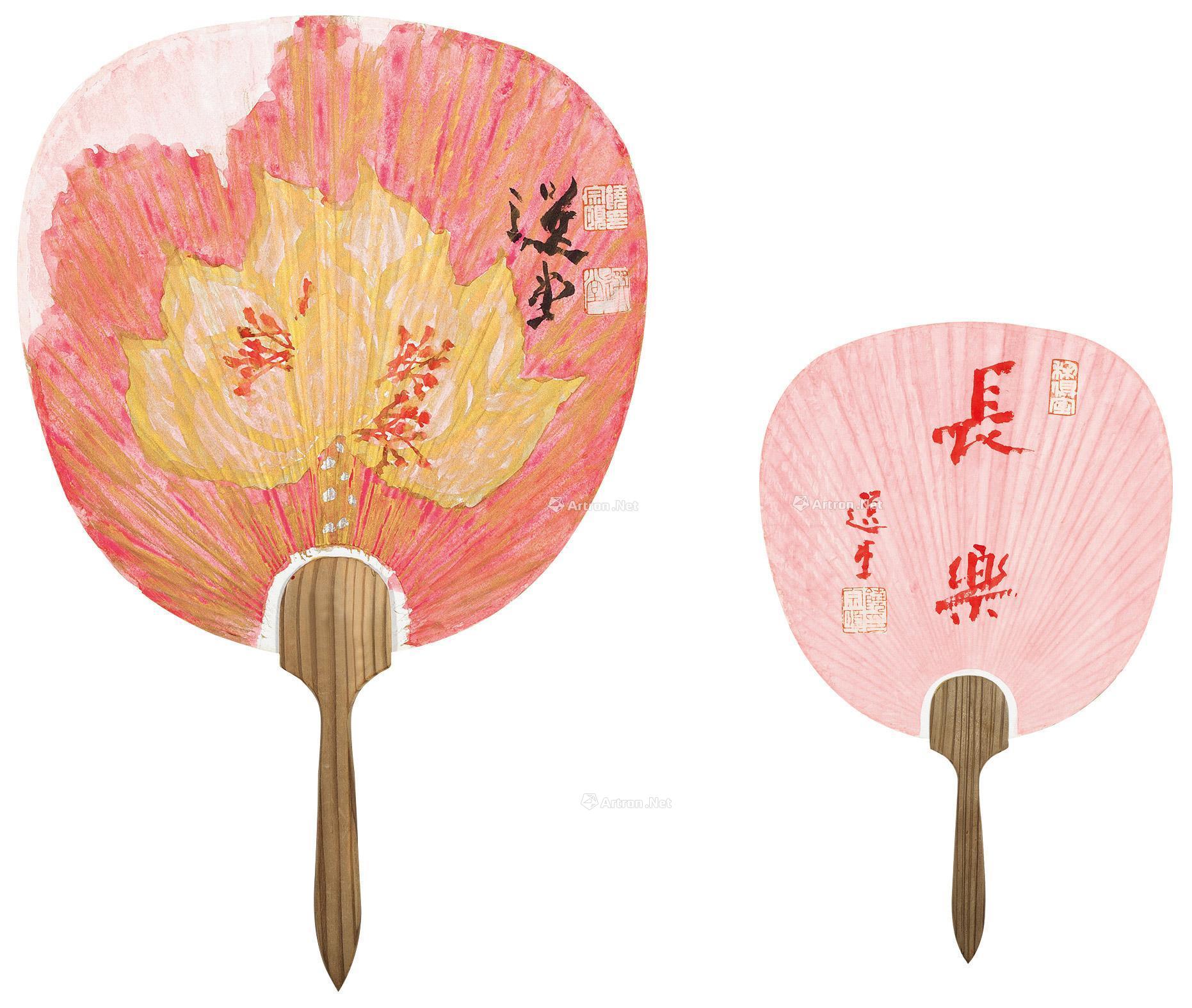 0314 长乐莲花圆扇 成扇 设色纸本