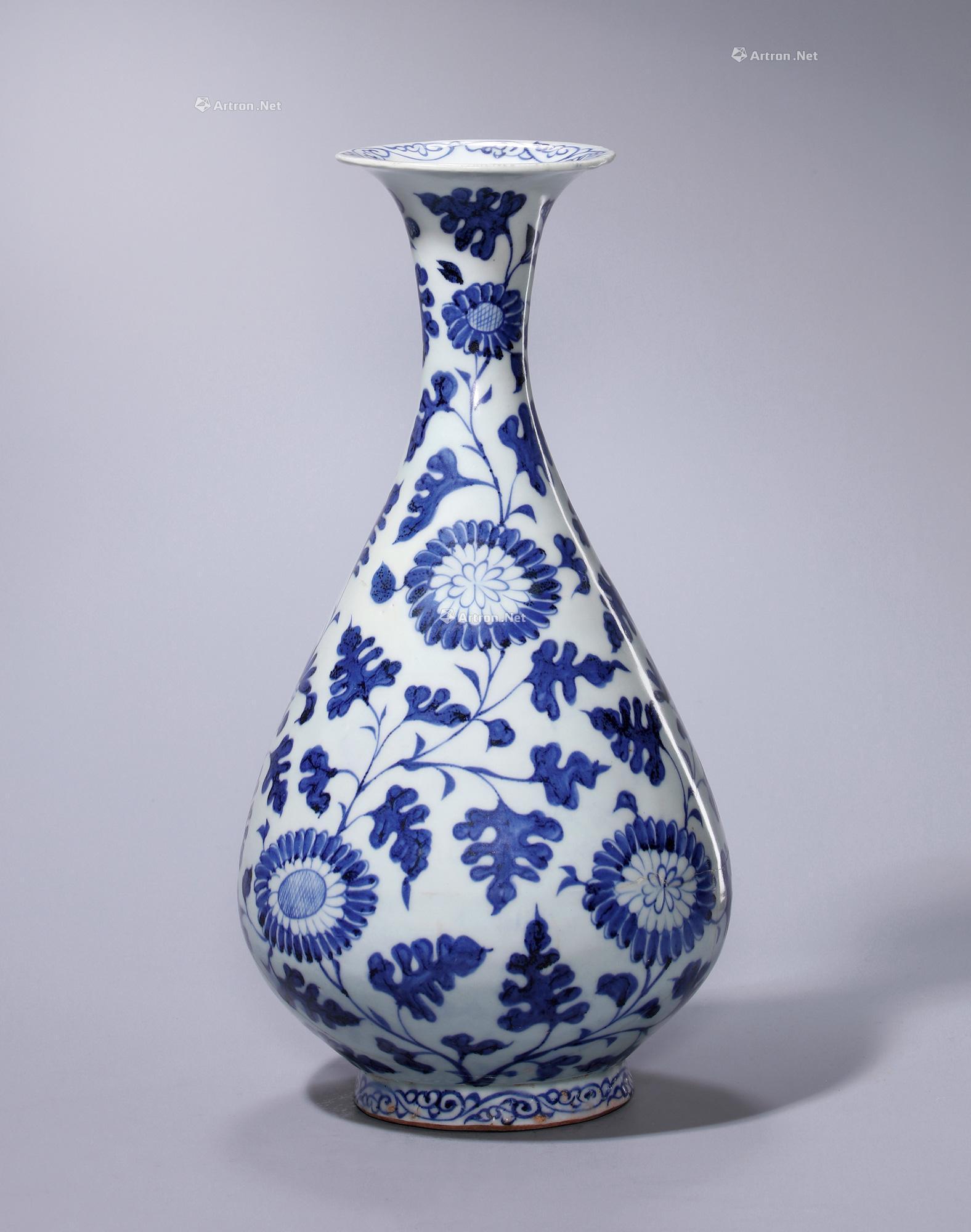 【元 青花缠枝菊花纹玉壶春瓶】拍卖品_图片_价格_鉴赏_元代以前陶瓷