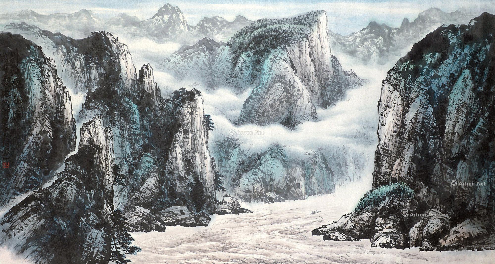 【川江云起图 镜片 设色纸本】拍卖品_图片_价格_鉴赏_绘画_雅昌艺术