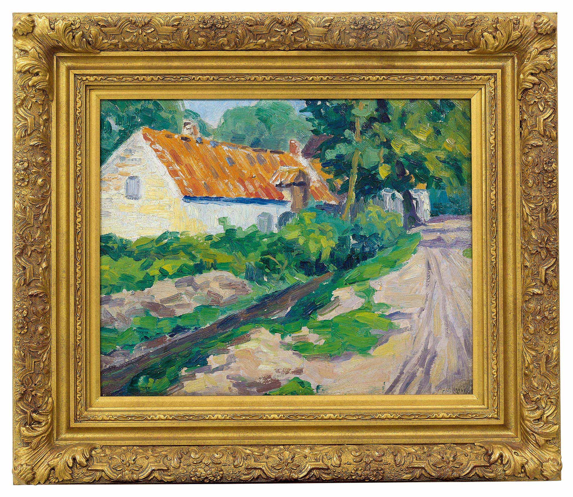 4064 红屋顶 纸板油画