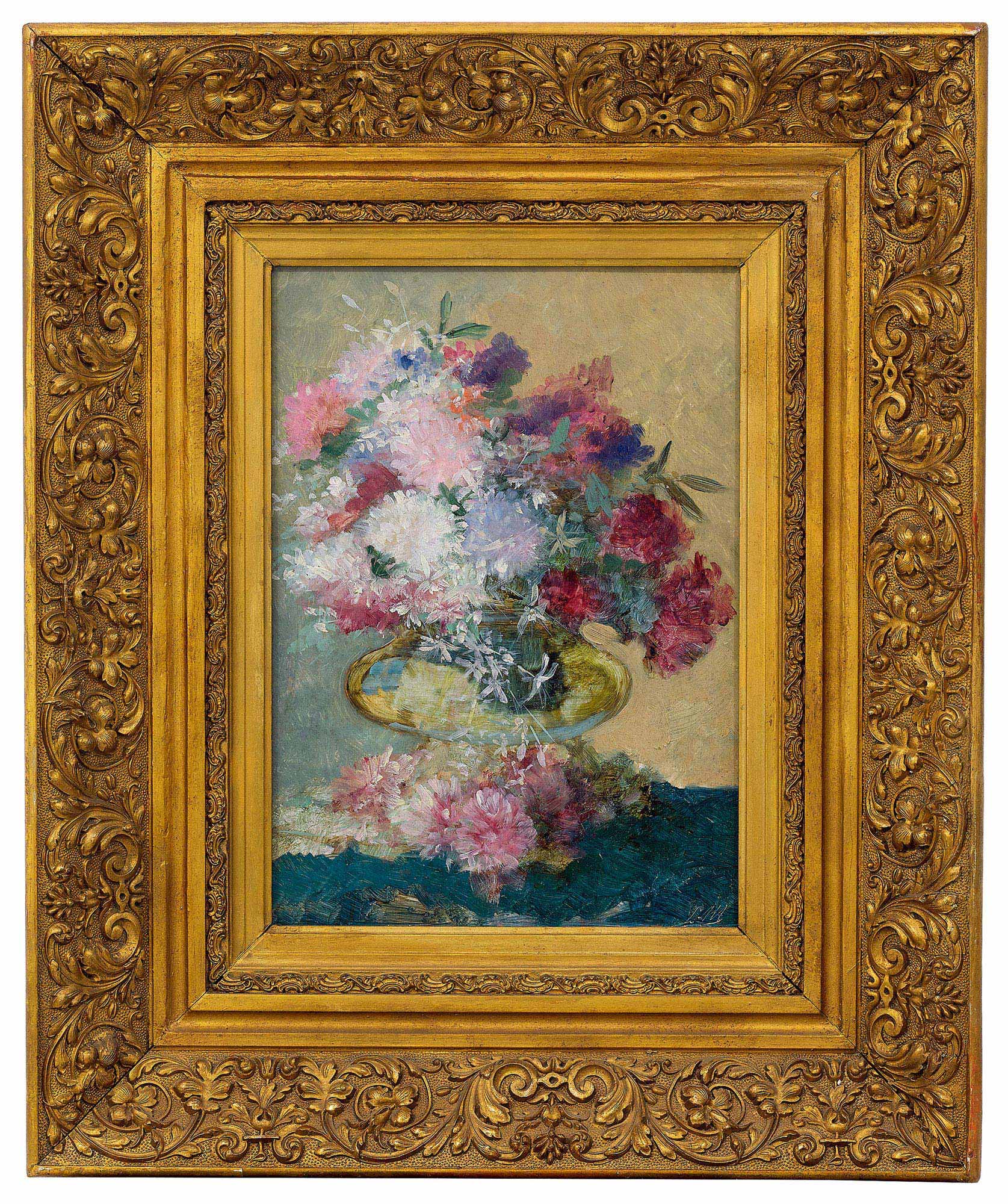 【静物:瓶花 镶板油画】拍卖品_图片_价格_鉴赏_油画_雅昌艺术品拍卖