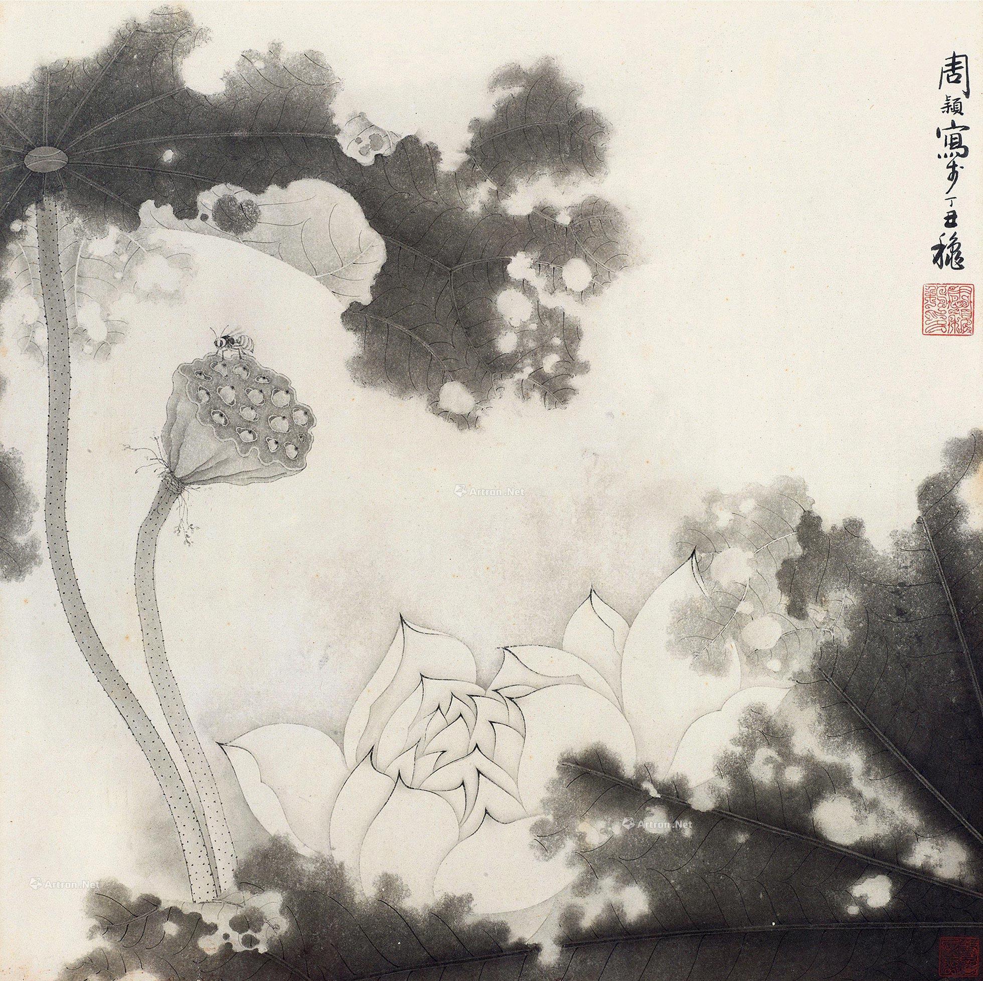 0096荷塘纸本