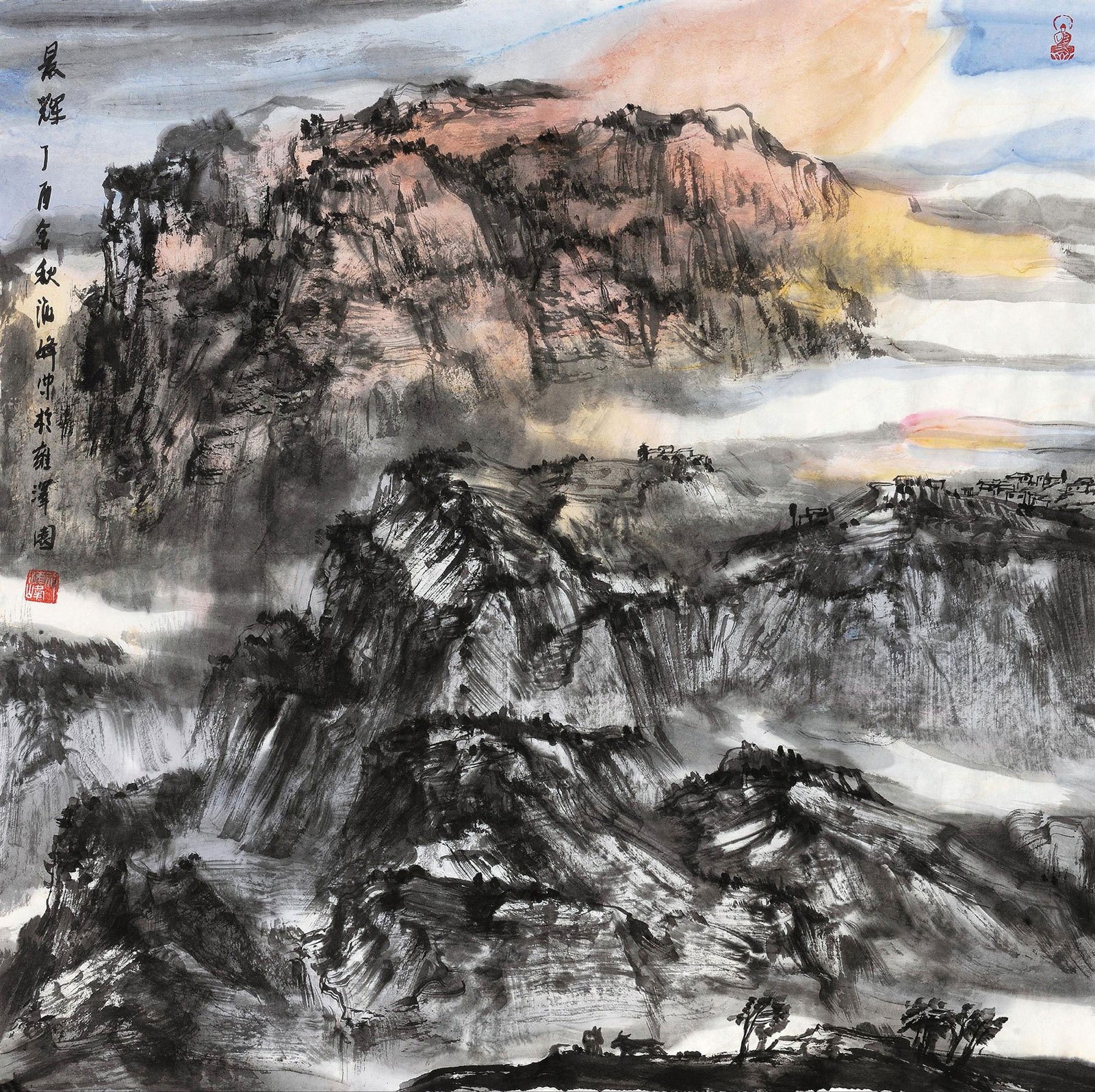 【2017年作 晨辉 镜心 设色纸本】拍卖品_图片_价格_鉴赏_绘画_雅昌