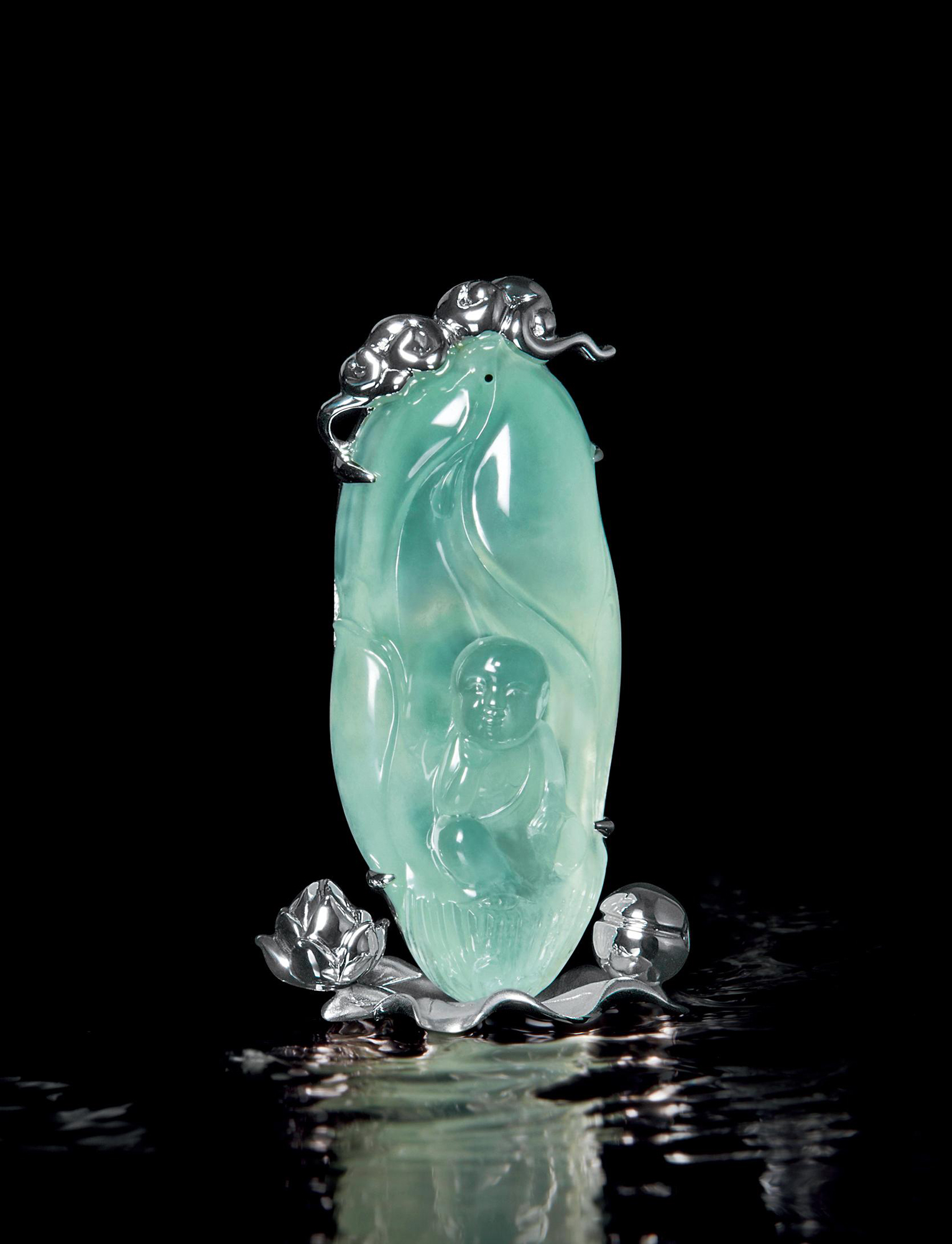 8548缅甸天然冰种翡翠沙弥吊坠摆件