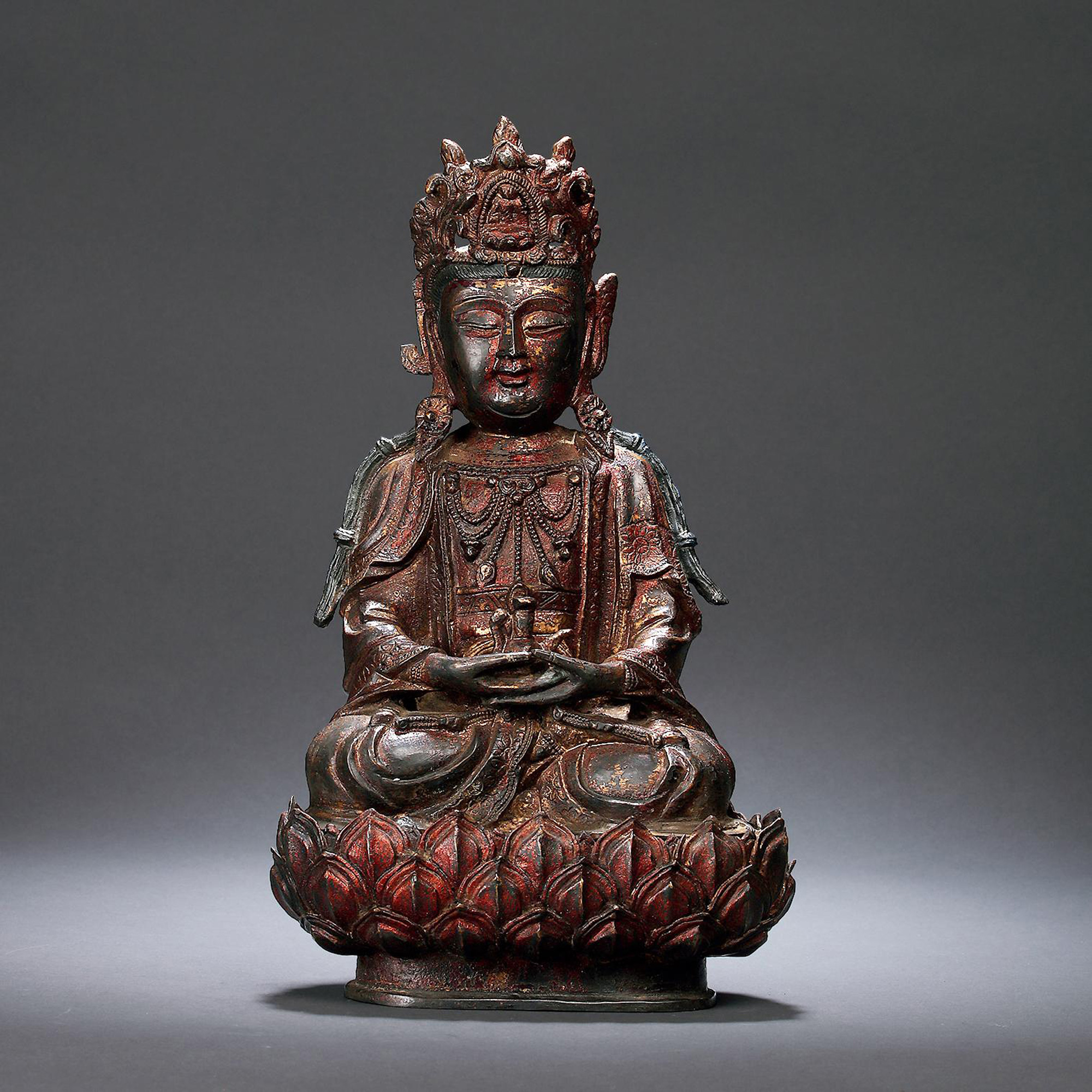 7104 清早期 铜漆金观音