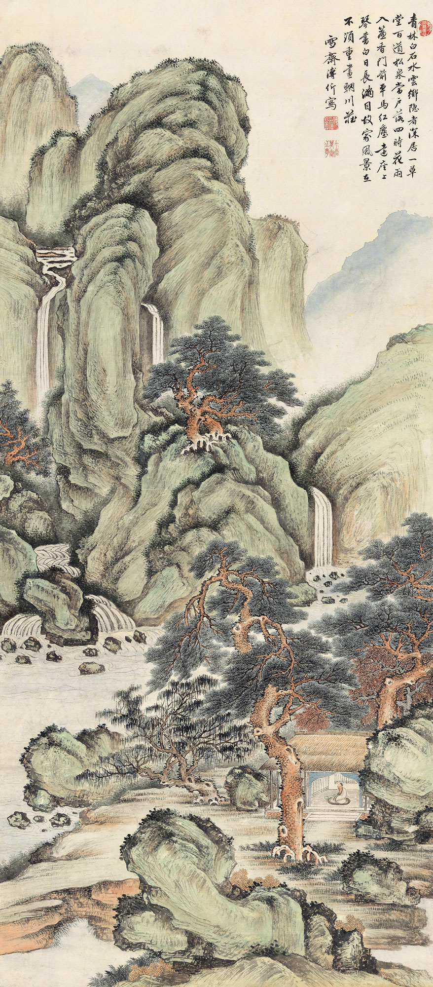 【松涧幽居 立轴 设色纸本】拍卖品_图片_价格_鉴赏_绘画_雅昌艺术品拍卖网