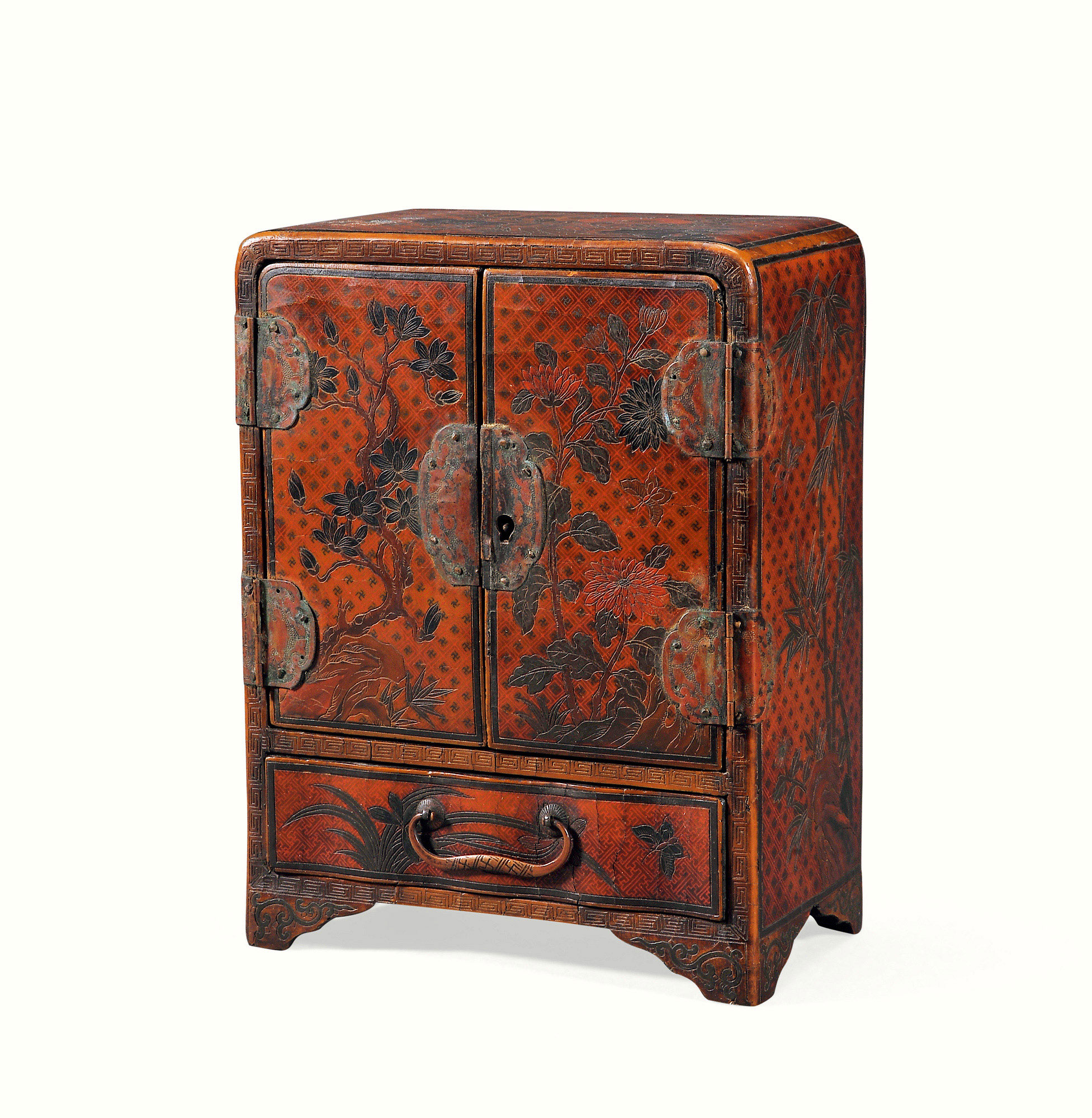 4766清中期填漆花卉纹文房柜