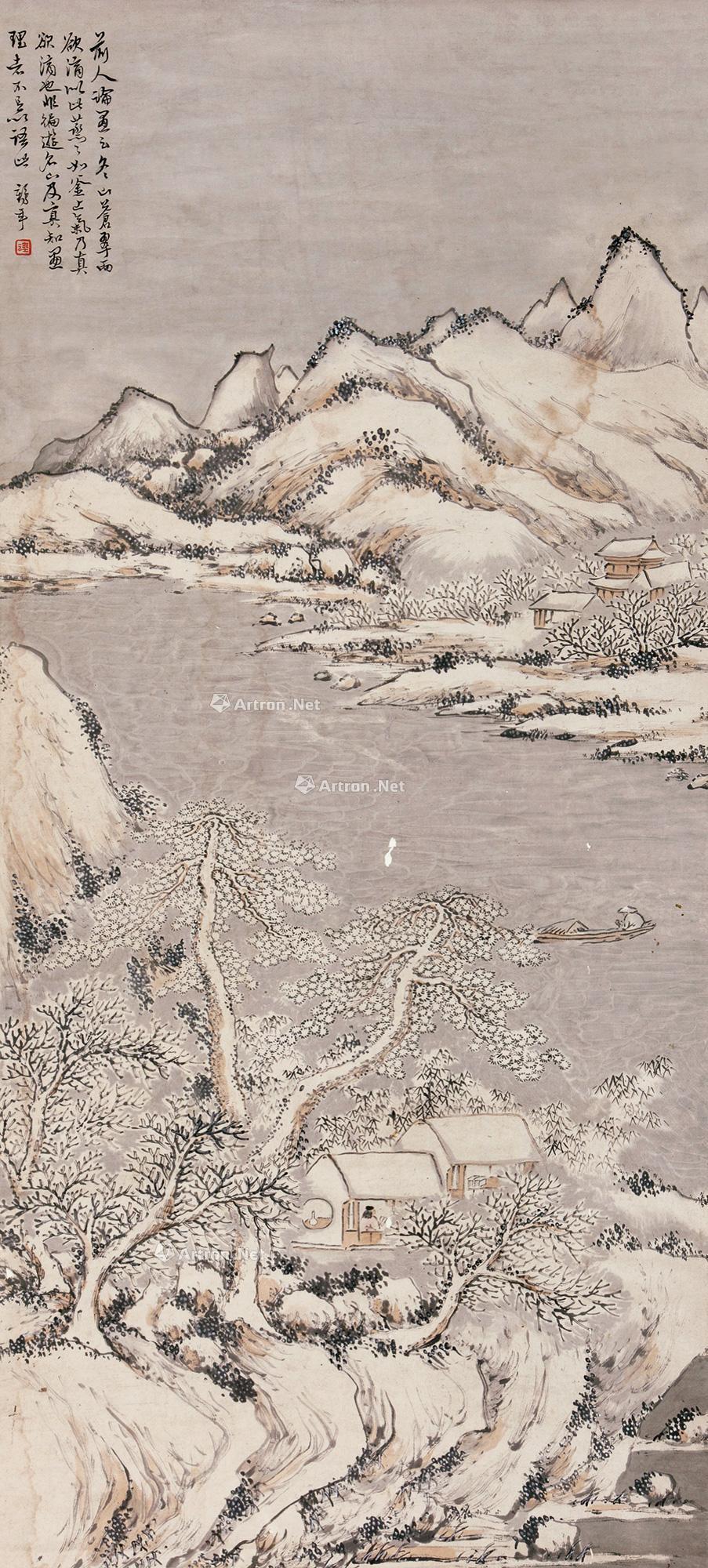 1661 冬山图 立轴 设色纸本