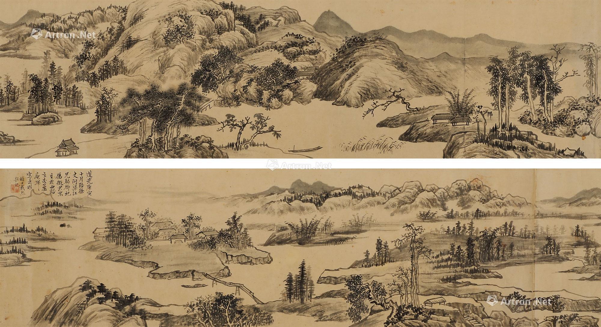 0848戴熙山水长卷镜心纸本