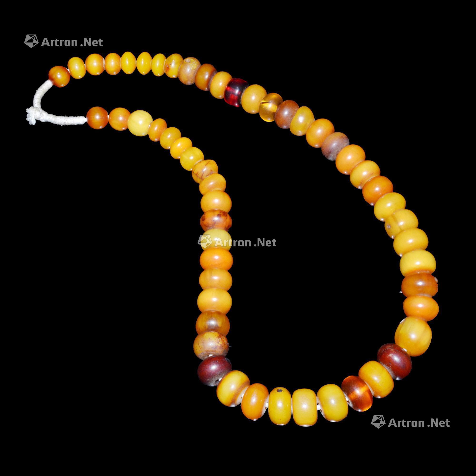 0087清西藏天然蜜蜡珠串五十四粒挂饰