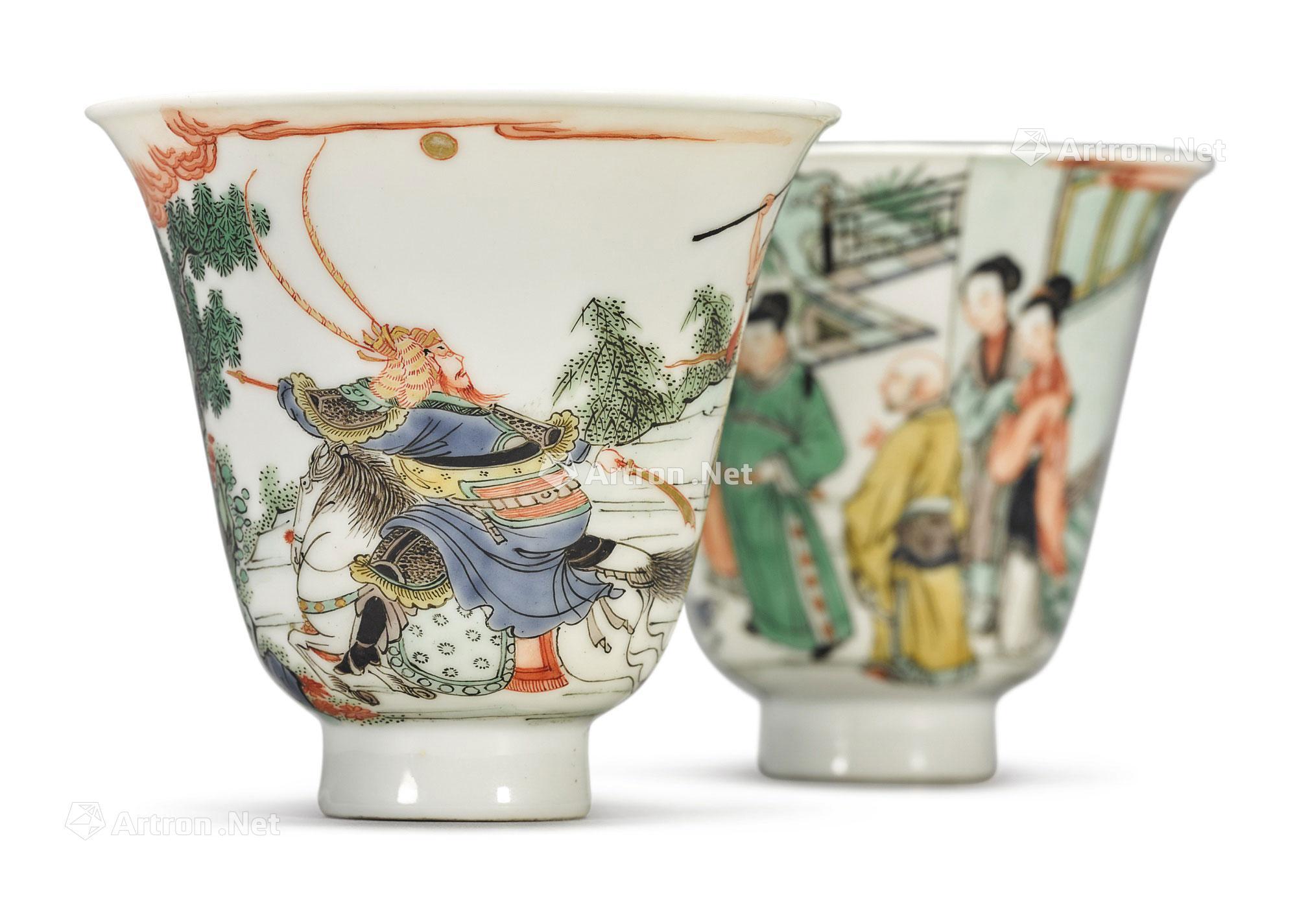 【清康熙 五彩西厢记人物故事图仰钟式杯 (一对)】拍卖品_图片_价格_鉴赏_清代五彩瓷器_雅昌艺术品拍卖网