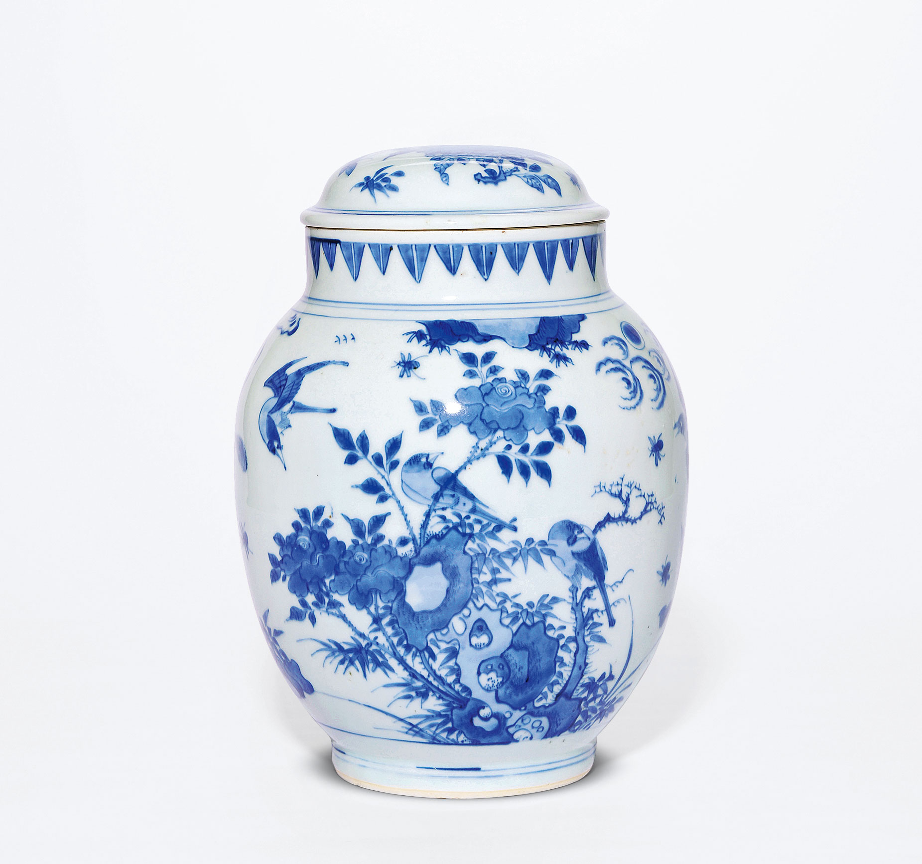 【清顺治 青花花鸟纹莲子罐】拍卖品_图片_价格_鉴赏_清代青花瓷器