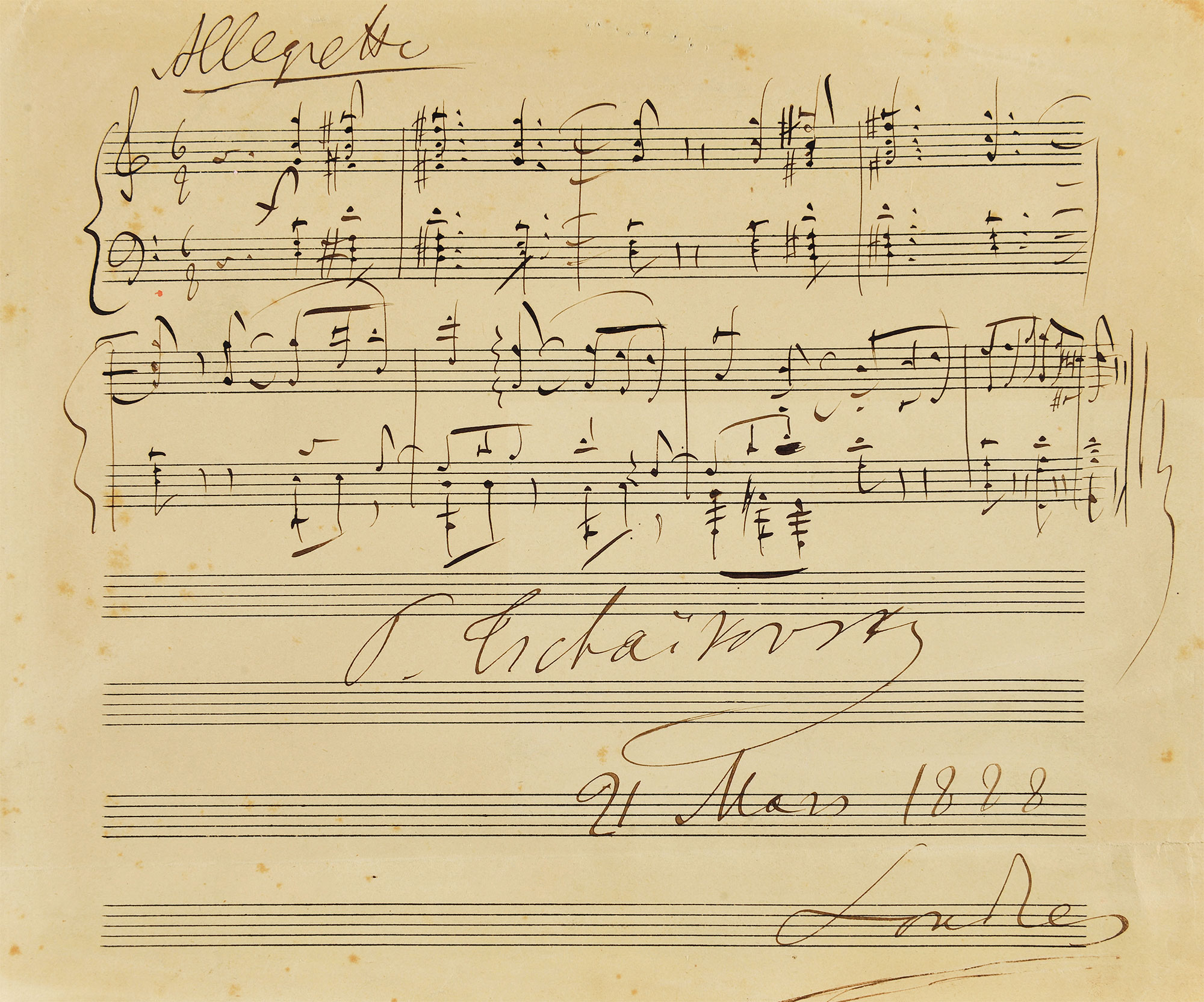 6209 1888年3月21日 俄罗斯彼得·伊里奇·柴可夫斯基乐谱手稿