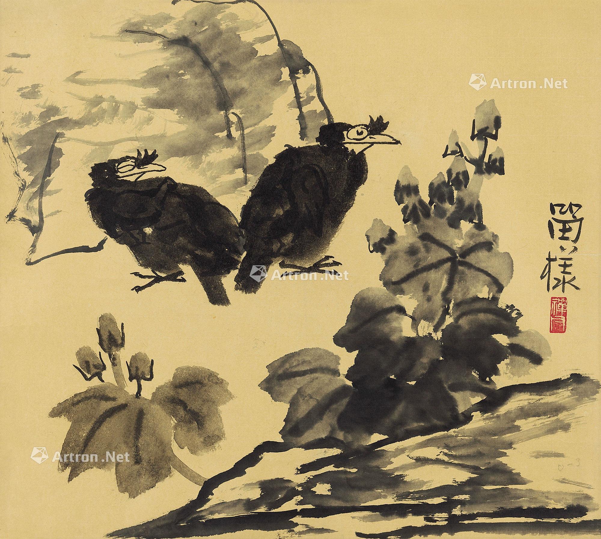 0659 八哥 镜心 水墨纸本