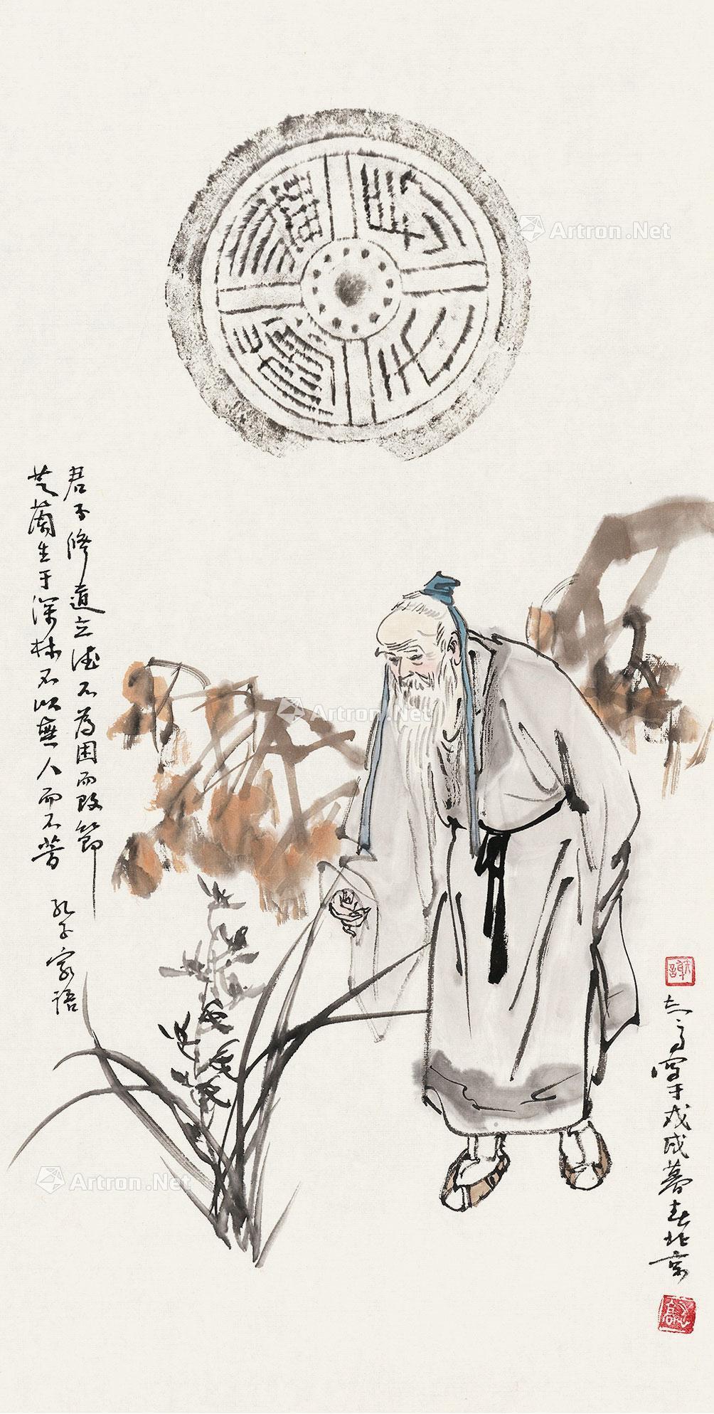 03382018年作孔子家语图镜心设色纸本