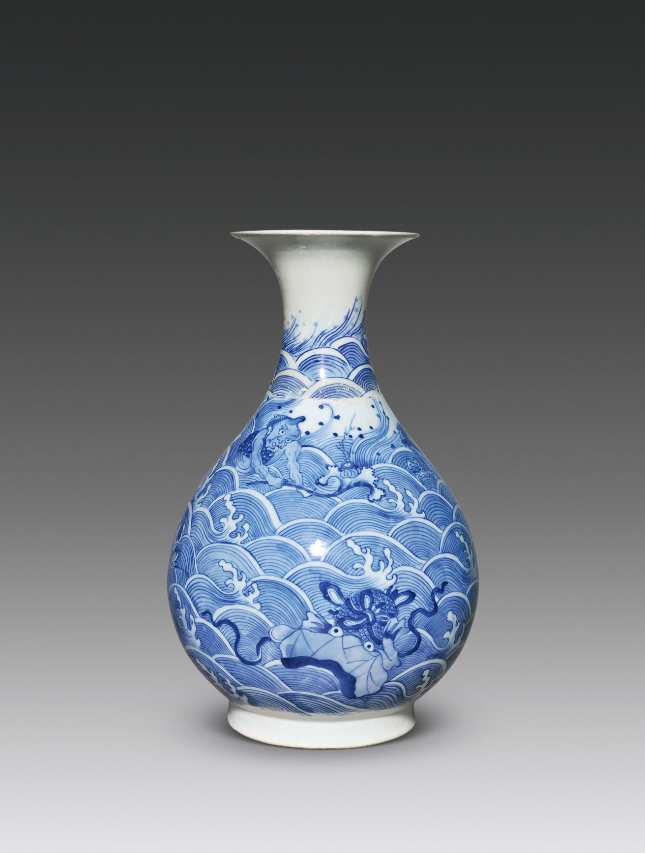 【清中期 青花海兽纹玉壶春瓶】拍卖品_图片_价格_鉴赏_清代青花瓷器