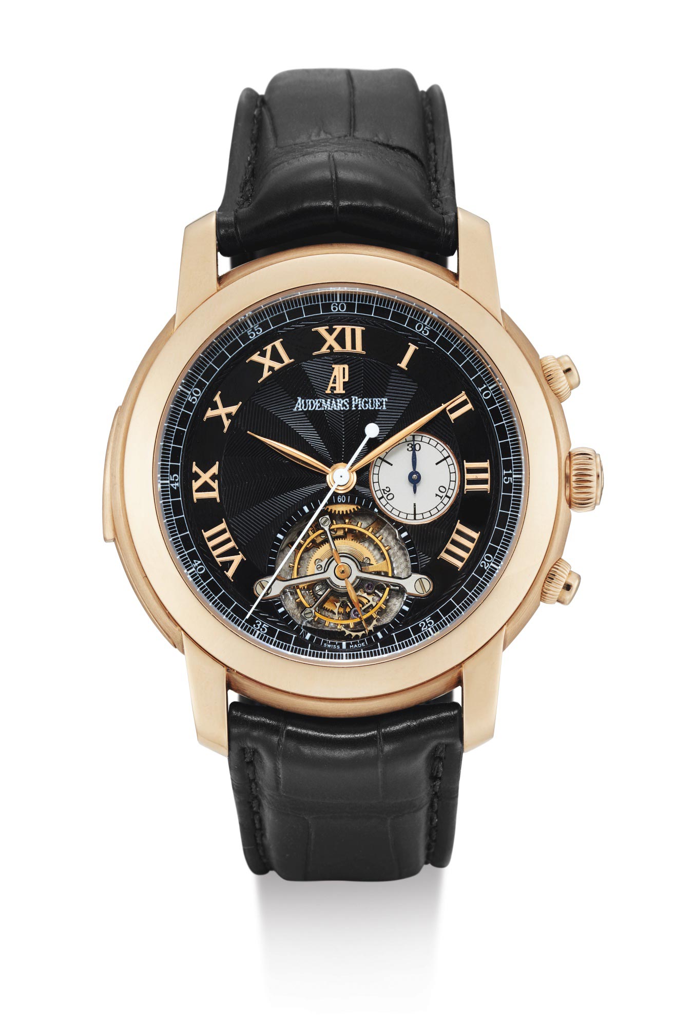 2328 爱彼 「jules audemars」粉红金三问陀飞轮计时腕表,表壳编号f6