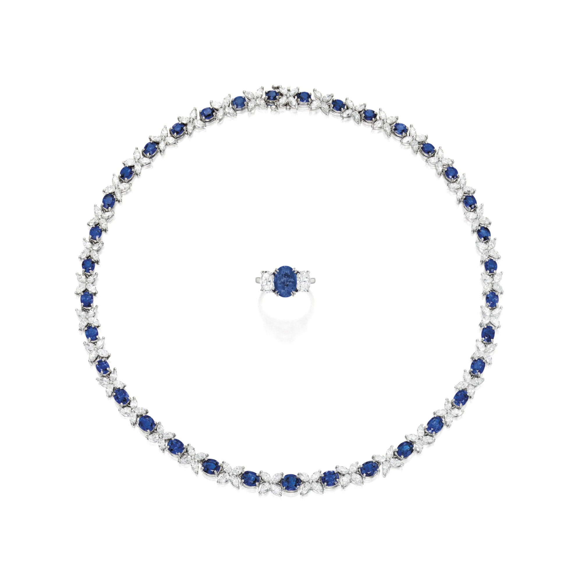 1833 蓝宝石配钻石项链及戒指, 海瑞温斯顿 ( harry winston )
