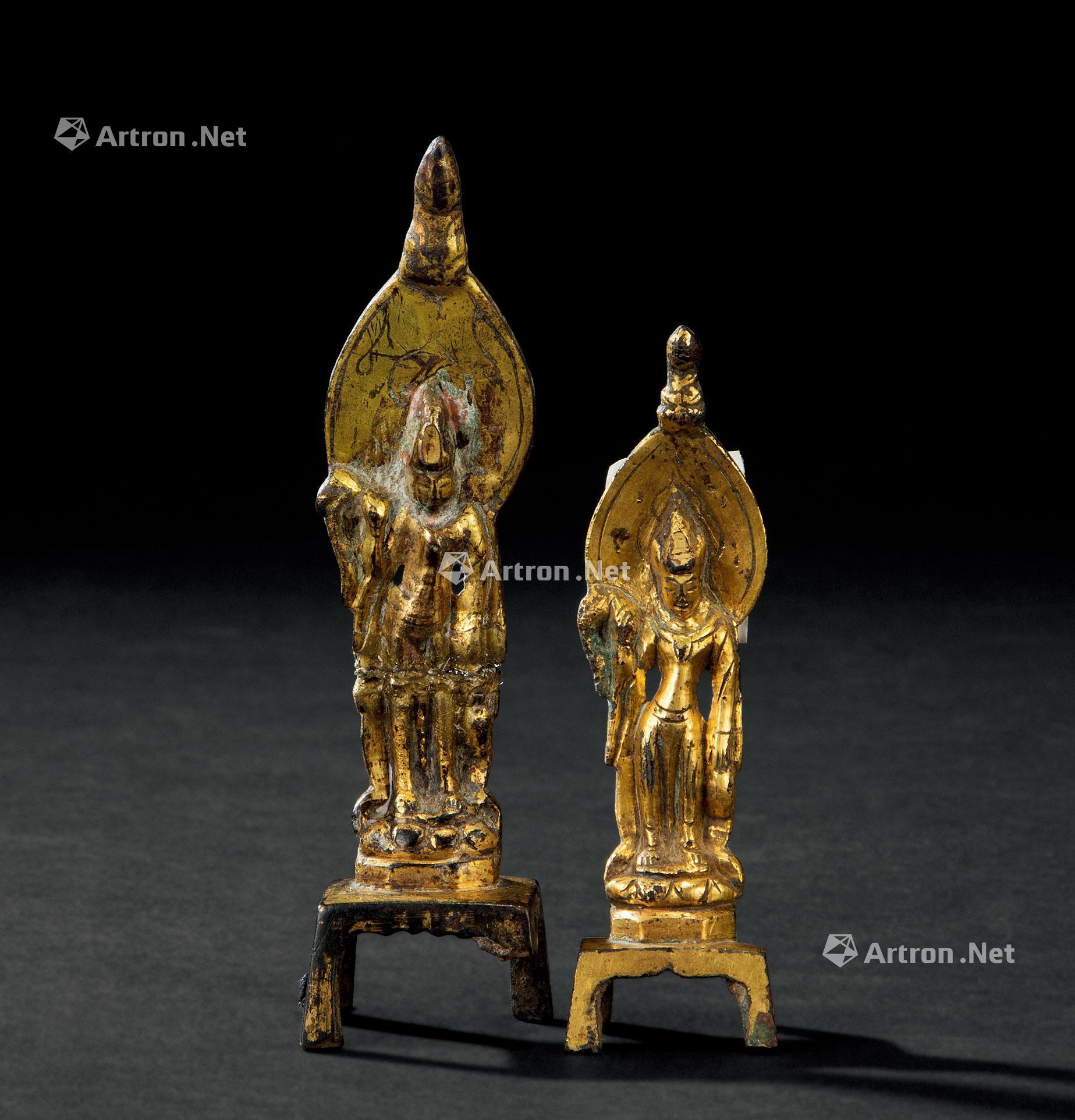 【唐代 铜鎏金佛立像 (二尊一组)】拍卖品_图片_价格_鉴赏_佛教文物