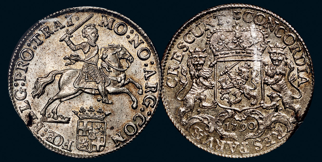 9899 1790年荷兰大型马剑1duc银币