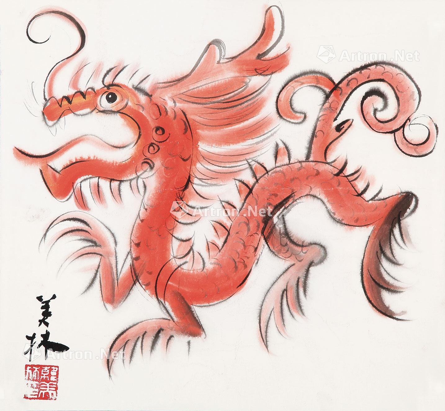0192 龙 镜片 设色纸本