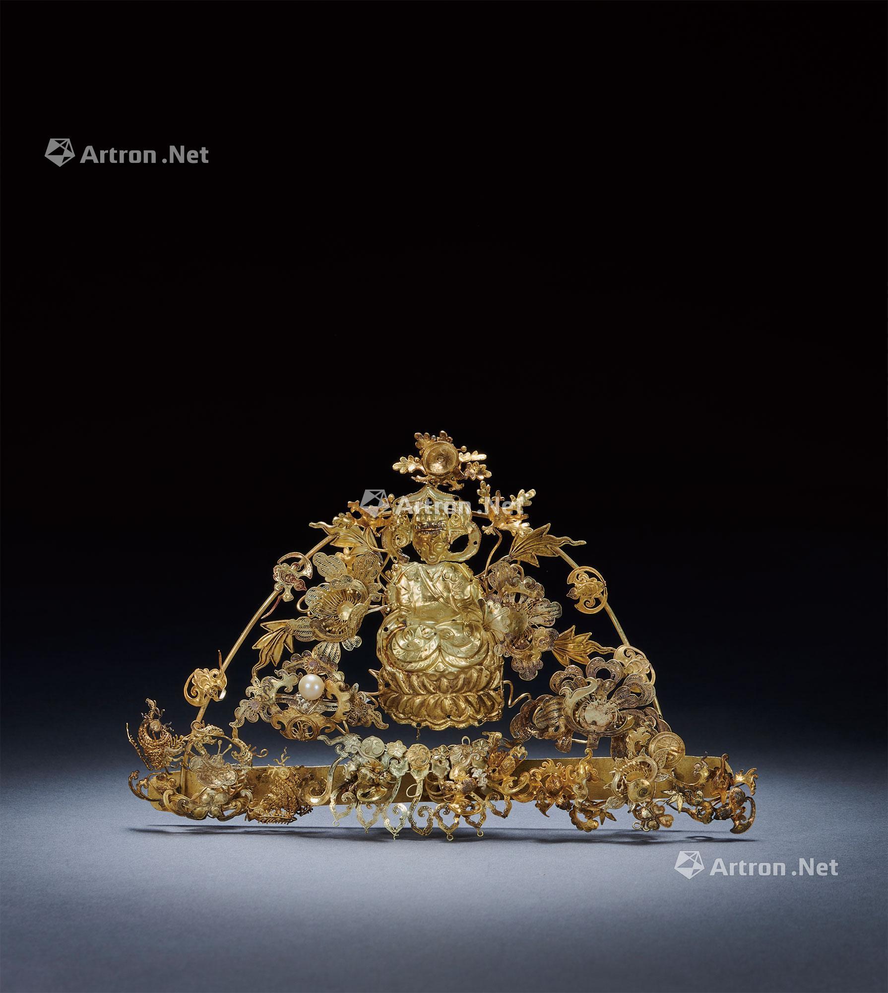 【明代 金掐丝花卉观音头饰】拍卖品_图片_价格_鉴赏_金银琉璃珐琅器