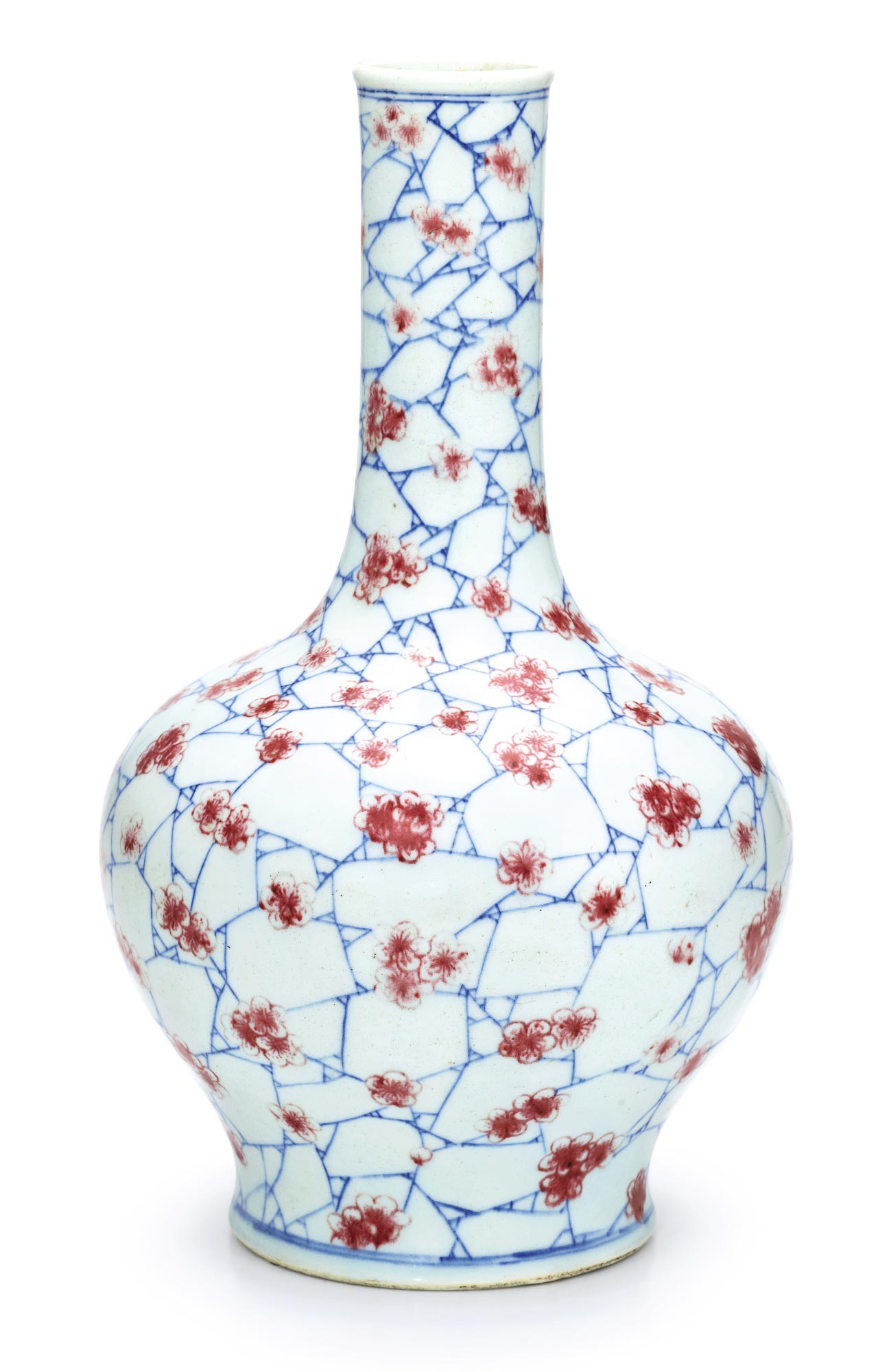 0691清十八世纪青花釉里红冰梅纹赏瓶