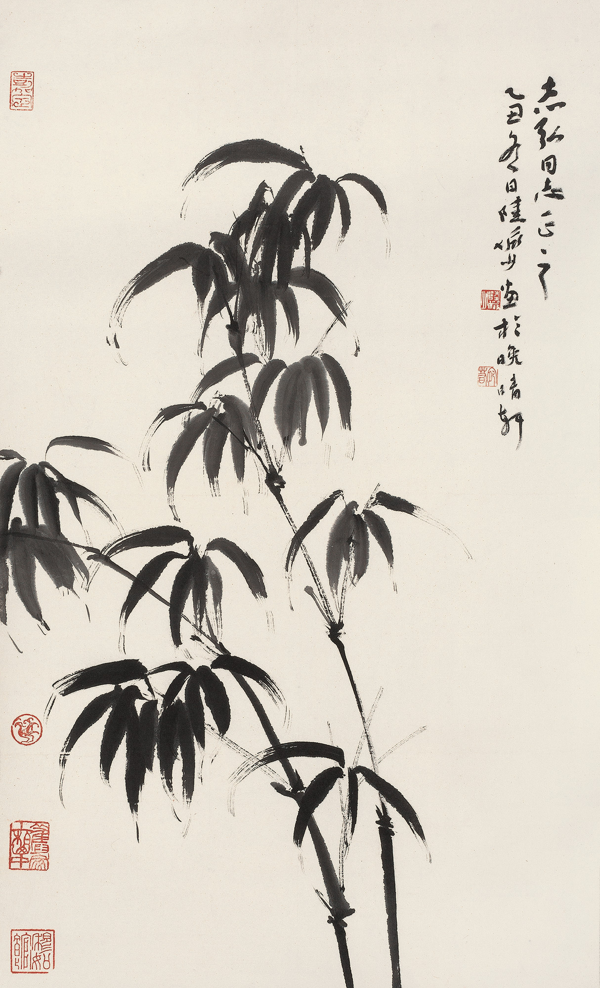 0097乙丑1985年作清竹图镜心纸本