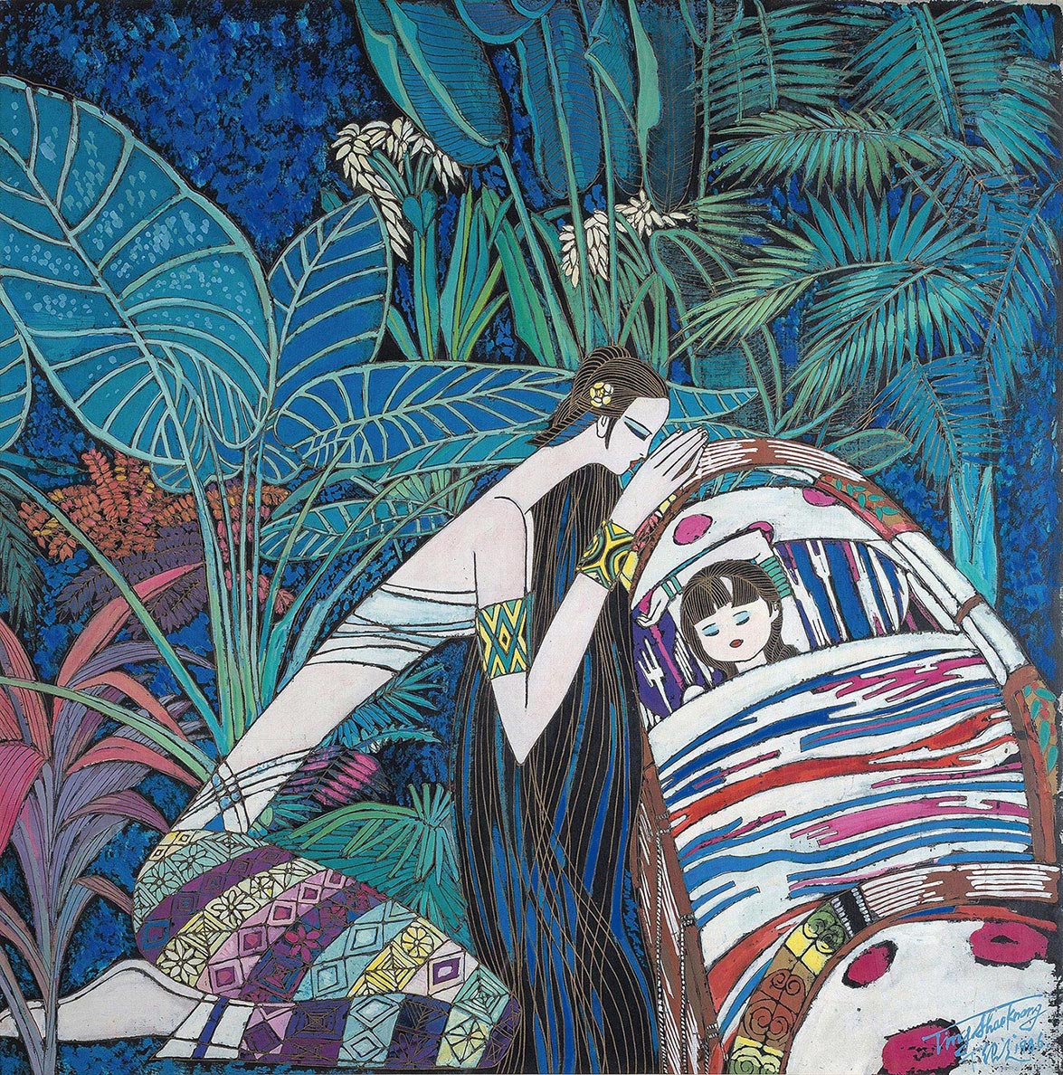 0365 1986年作 傣族风情 镜心 纸本