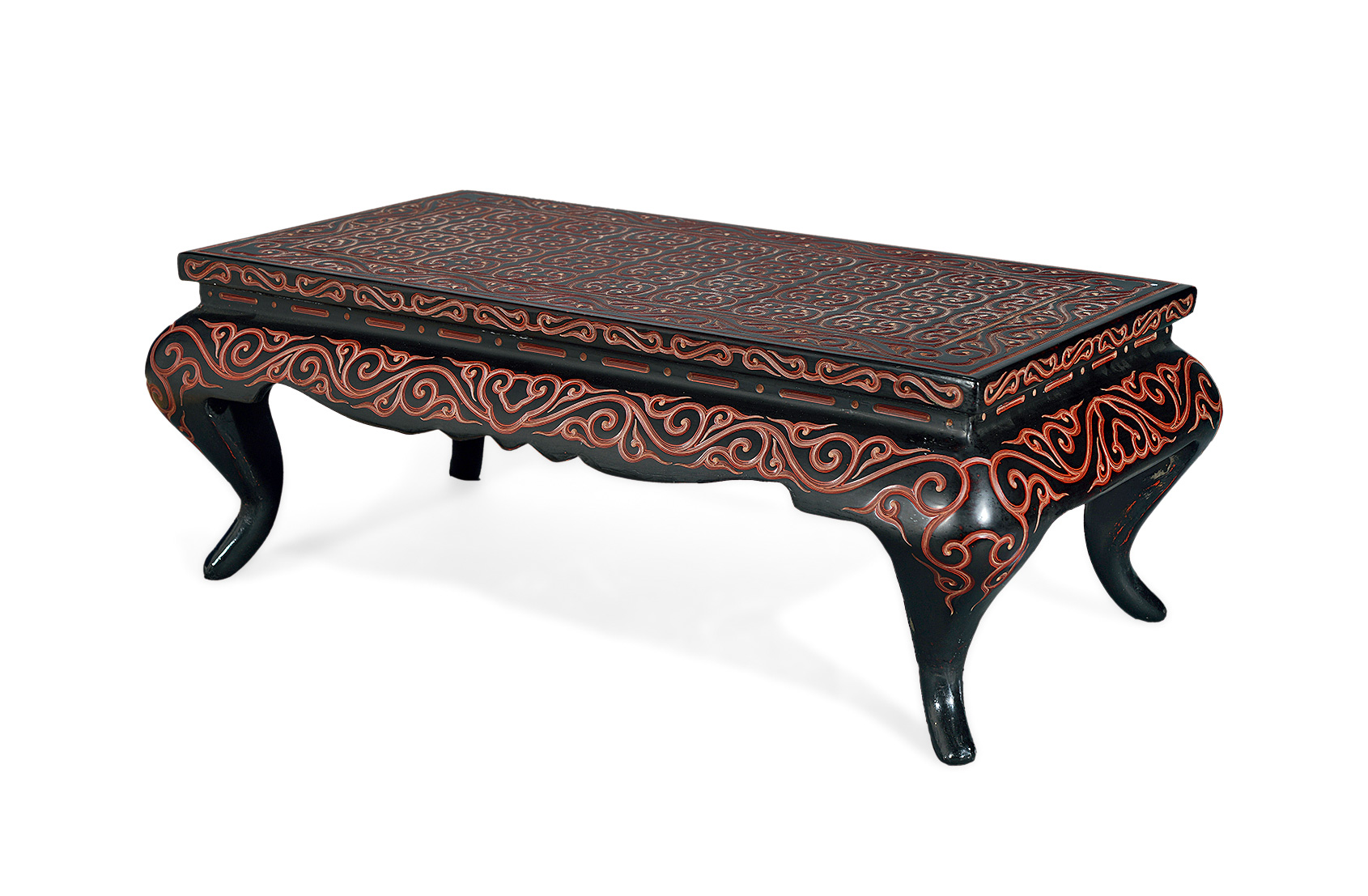 0626清雕漆如意纹小几