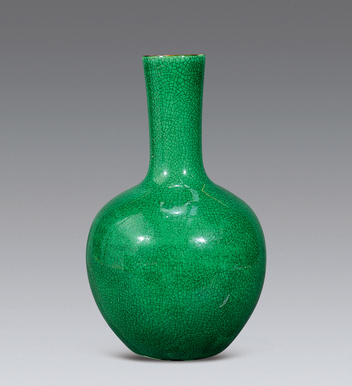 【清乾隆 绿哥釉天球瓶】拍卖品_图片_价格_鉴赏_清代单色釉瓷器_雅昌